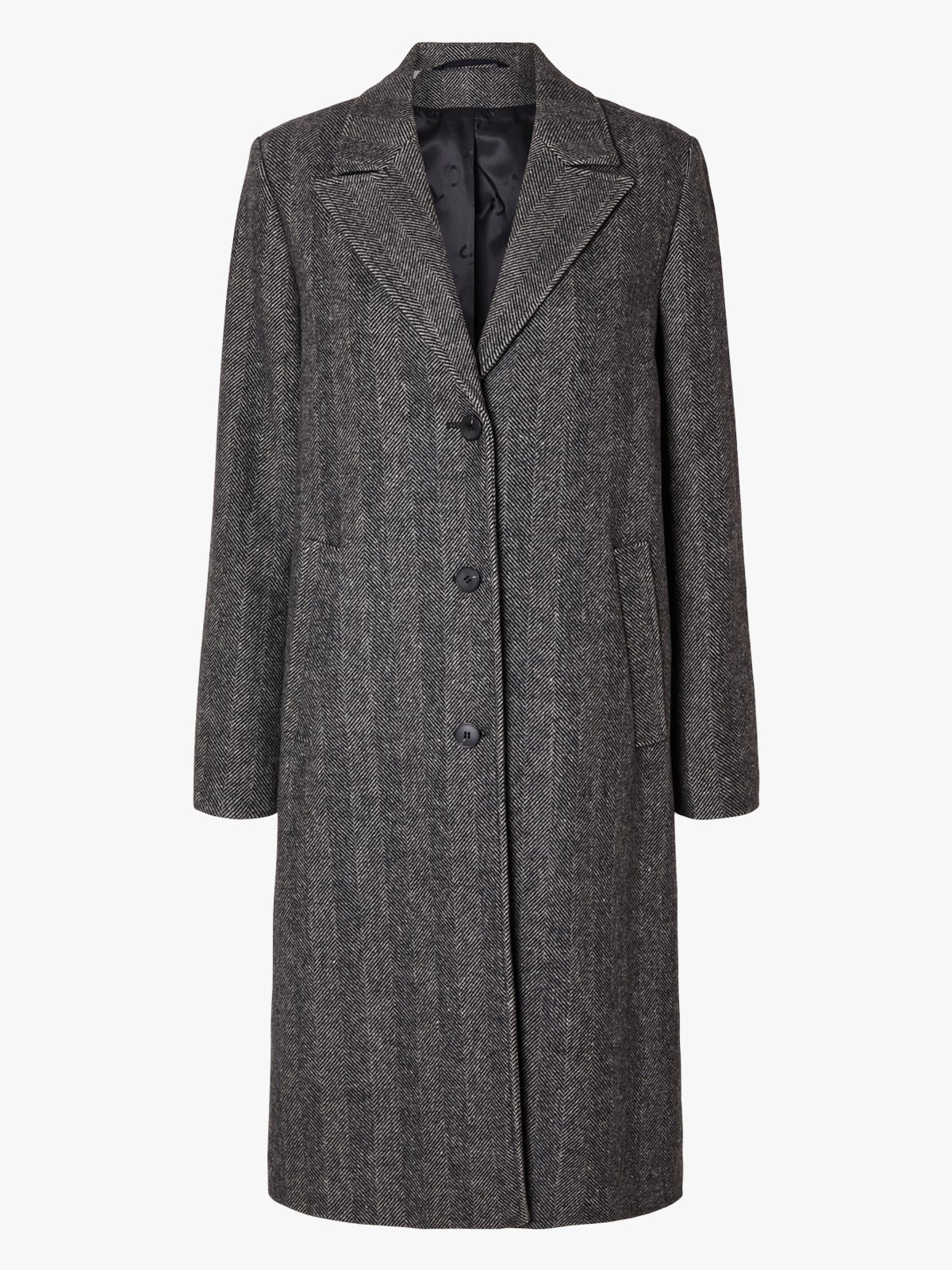 Selected Femme New Alma Wool Coat Black Herringbone