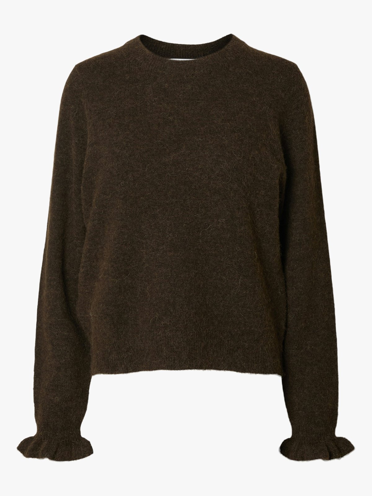 Selected Femme Lulu Long Sleeve Knit Frill Cuff O-Neck Delicioso Melange