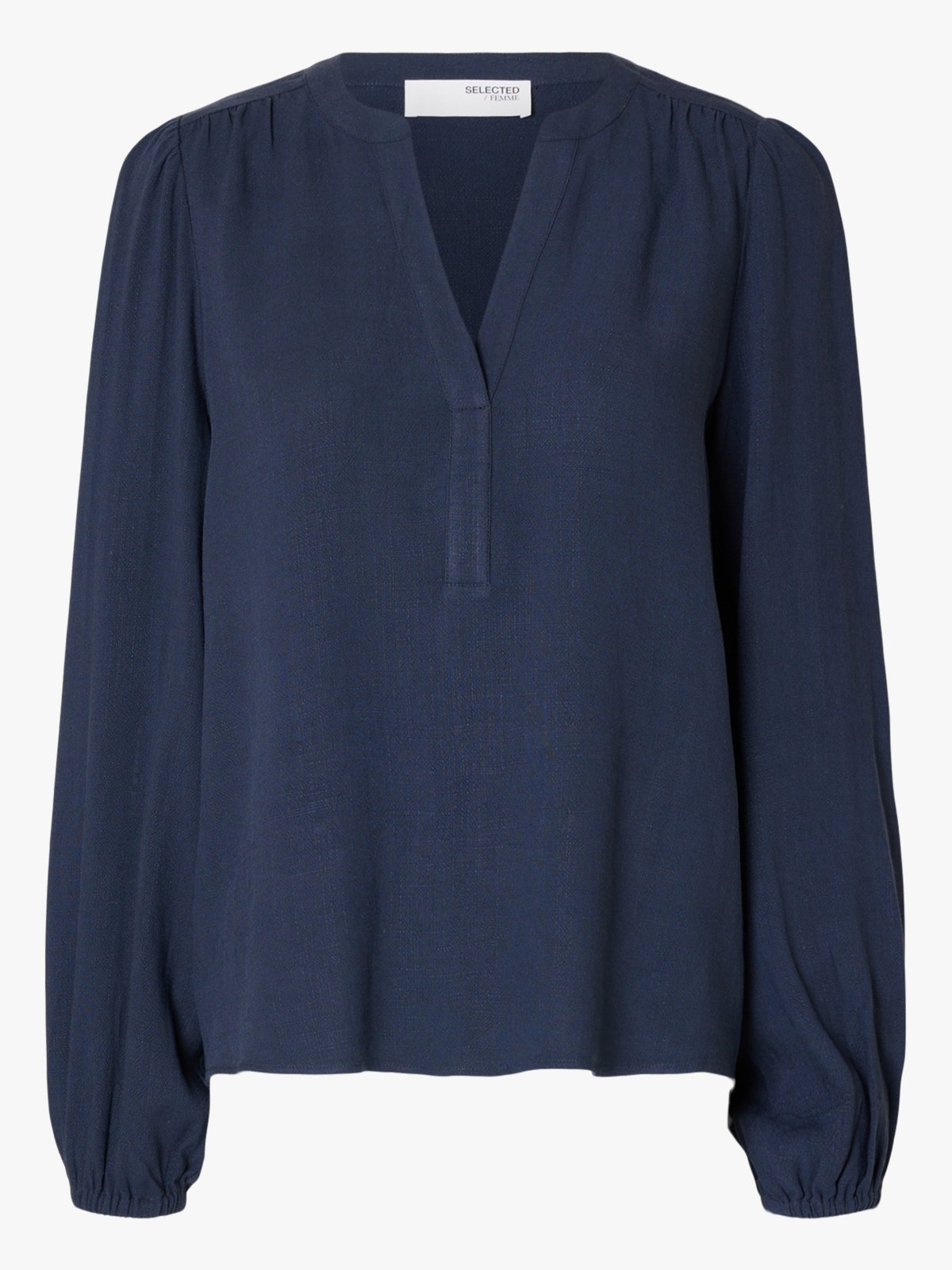 Selected Femme Viva Long Sleeve V-Neck Top Dark Sapphire