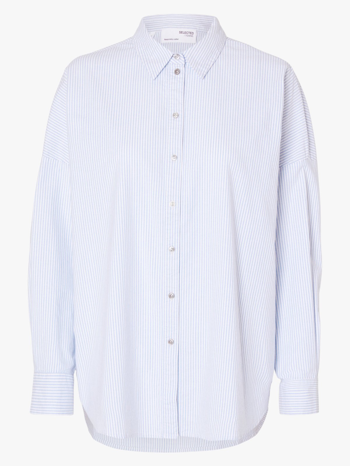 Selected Femme Nova Long Sleeve Oxford Shirt White / Blue