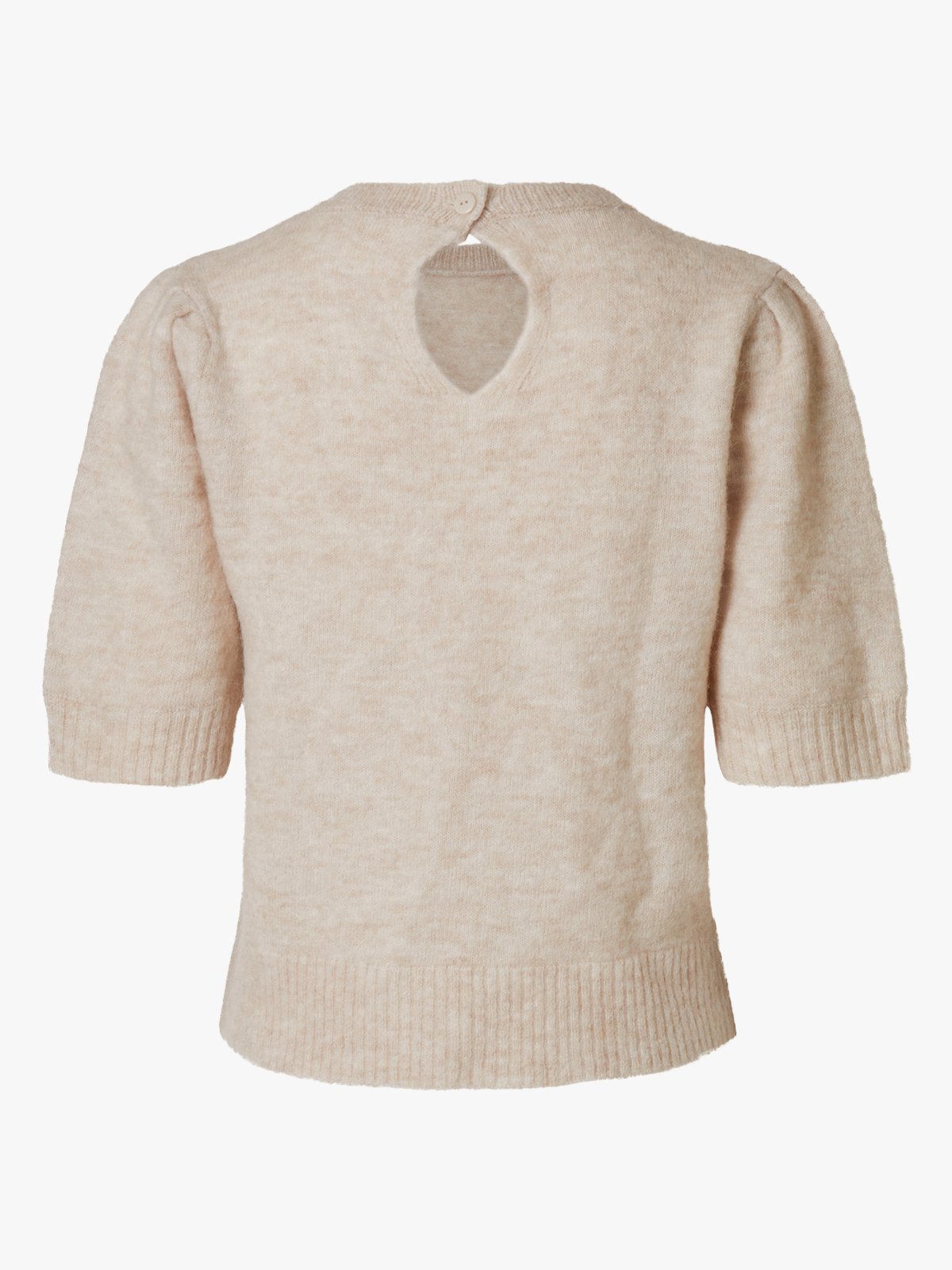 Selected Femme Lulu Short Sleeve Open Back Knit O-neck Birch Melange