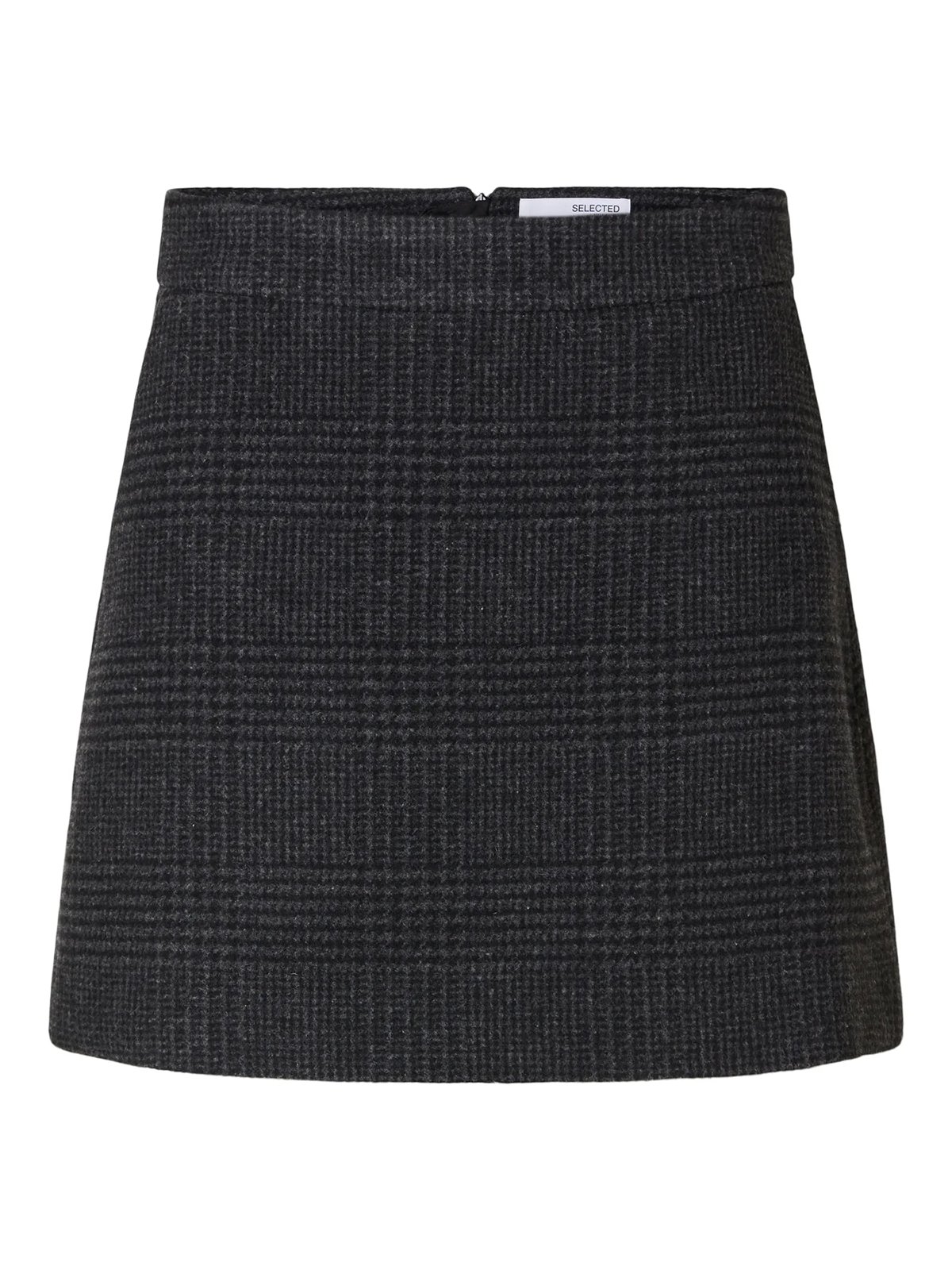 Selected Femme Bex High Waisted Mini Skirt Dark Grey Check