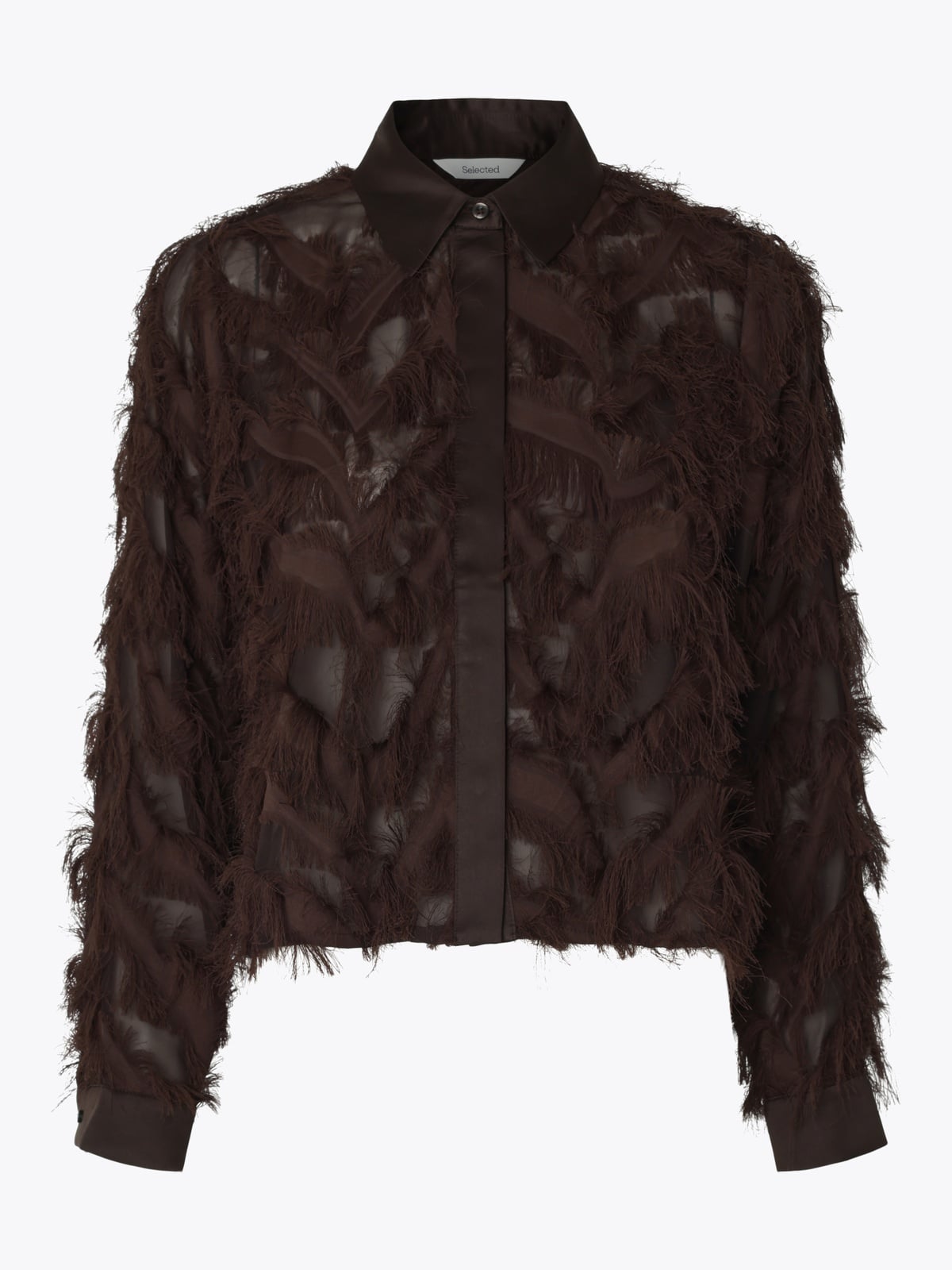 Selected Femme Myline Long Sleeve Fluffy Cropped Shirt Delicioso