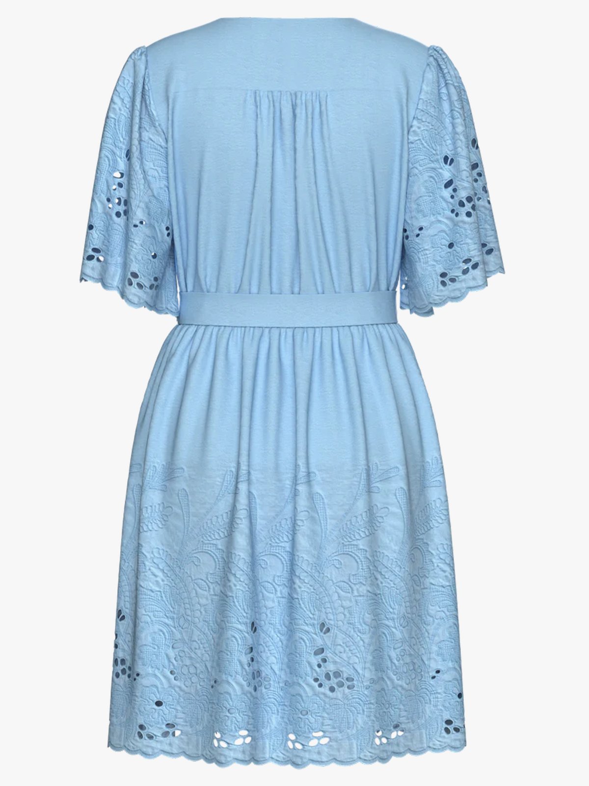 Selected Femme Dahlia Short Sleeve Short Broderi Dress Cashmere Blue