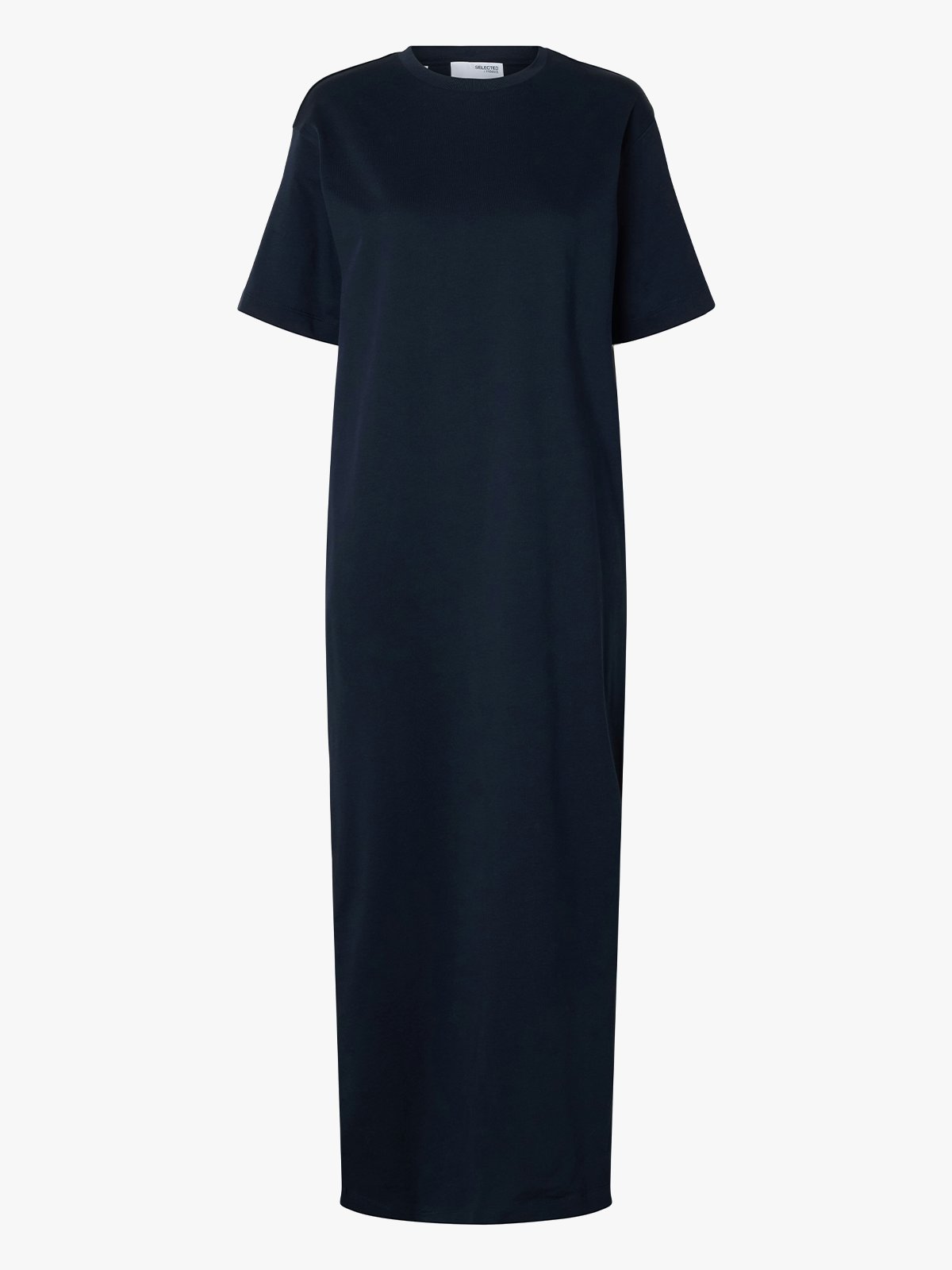 Selected Femme Essential Short Sleeve Pocket Ankle Dress Dark Sapphire