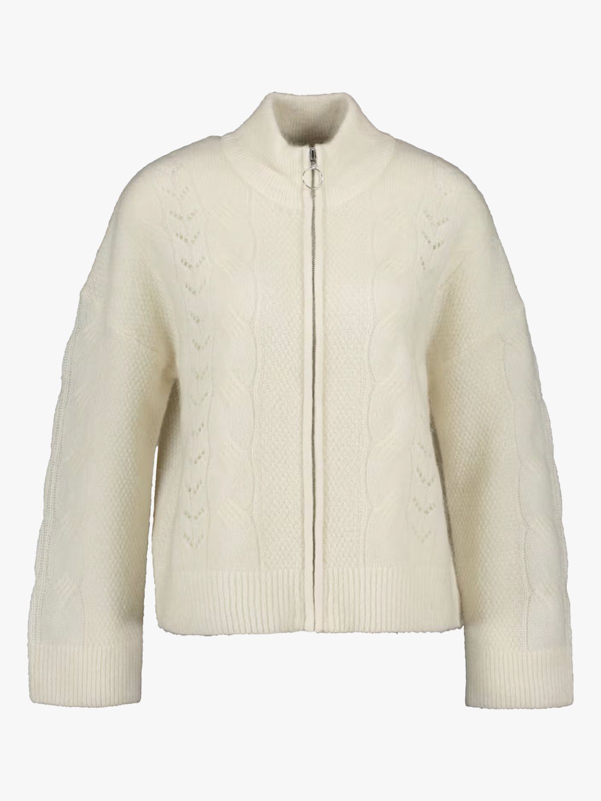 Selected Femme Vera Long Sleeve Knit Zip Cardigan Snow White