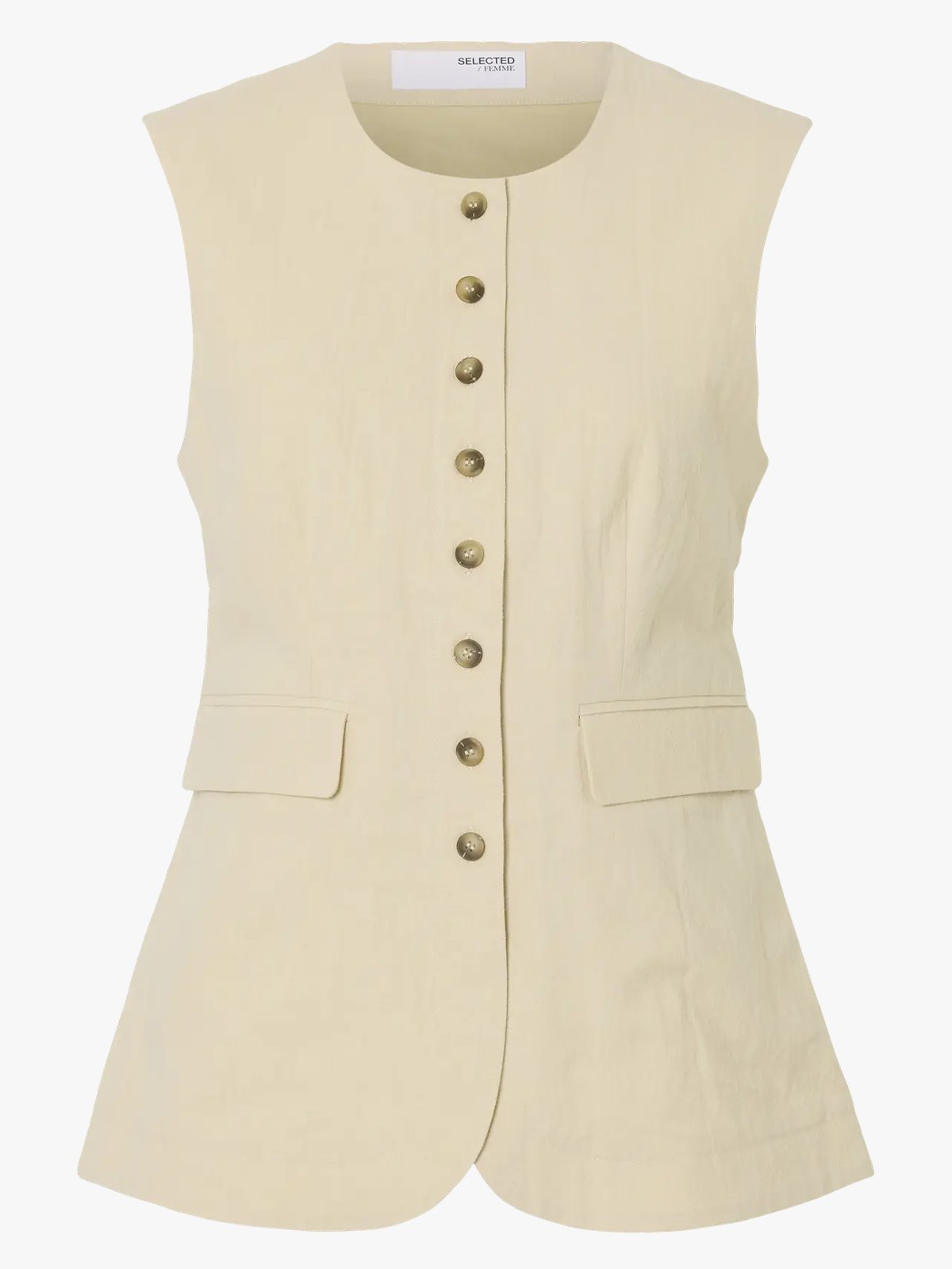 Selected Femme Iluna SL Buttoned Pocket Vest Sandshell