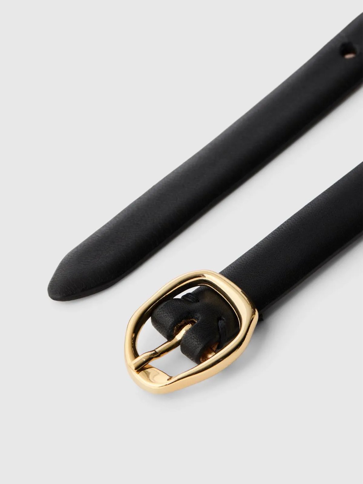 Selected Femme Feline Slim Leather Belt Black