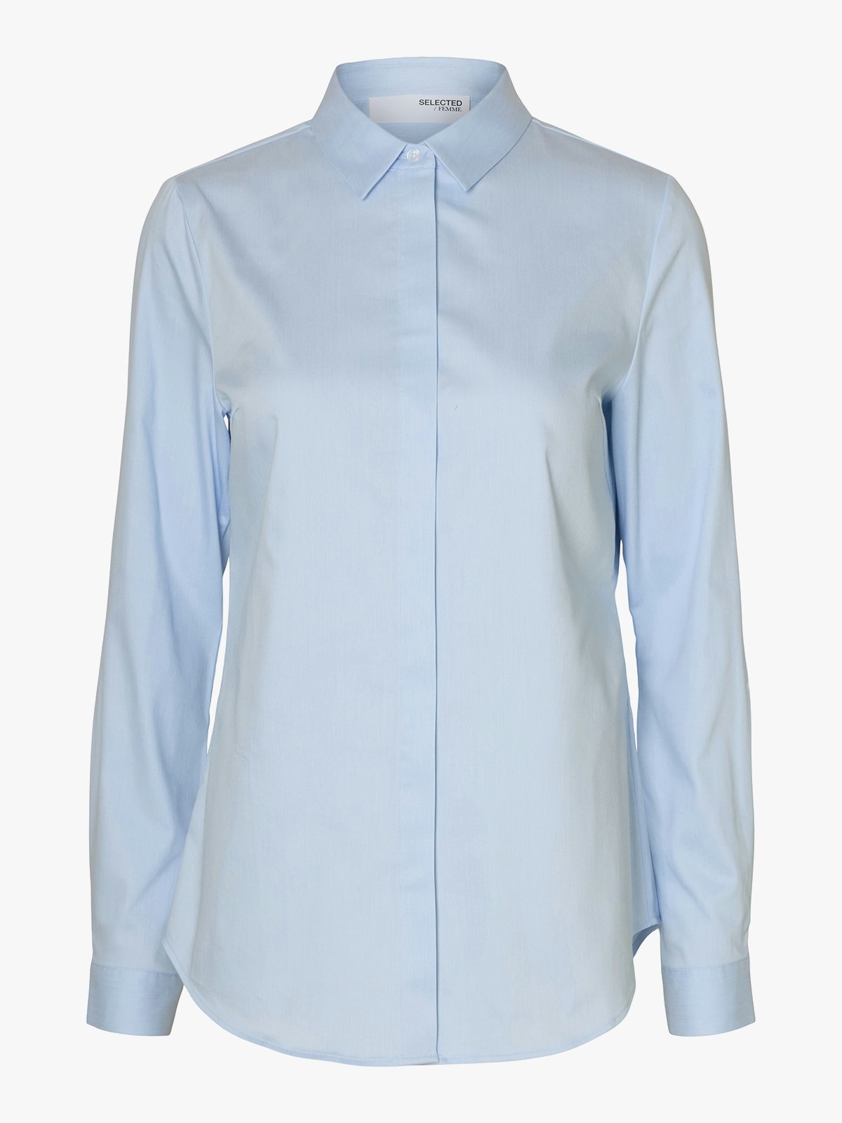 Selected Femme Romie Long Sleeve Fitted Shirt Light Blue