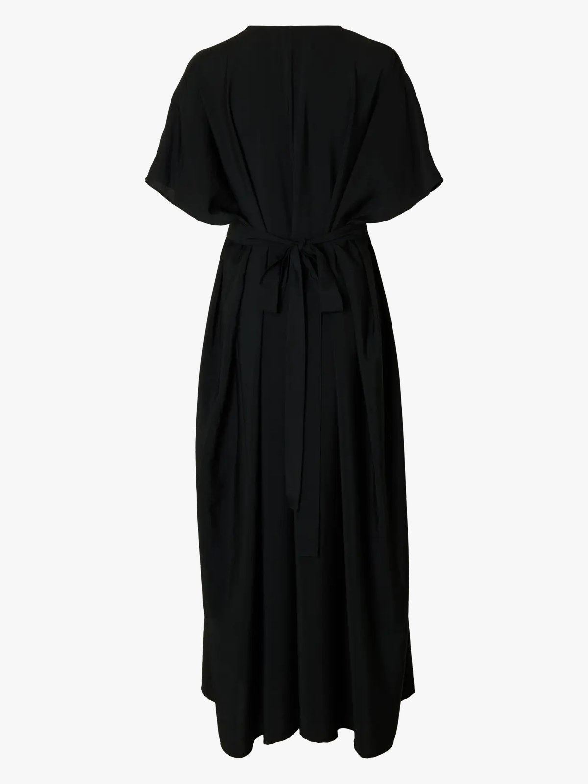 Selected Femme Lina Short Sleeve Ankle Wrap Dress Black