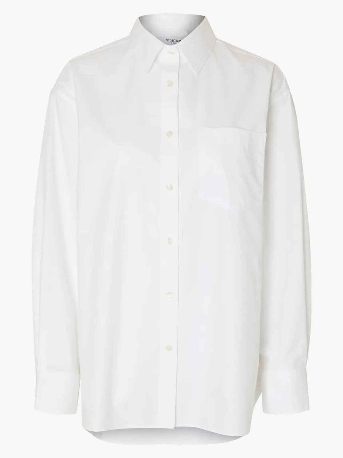 Selected Femme Ester Long Sleeve Oversize Shirt Bright White