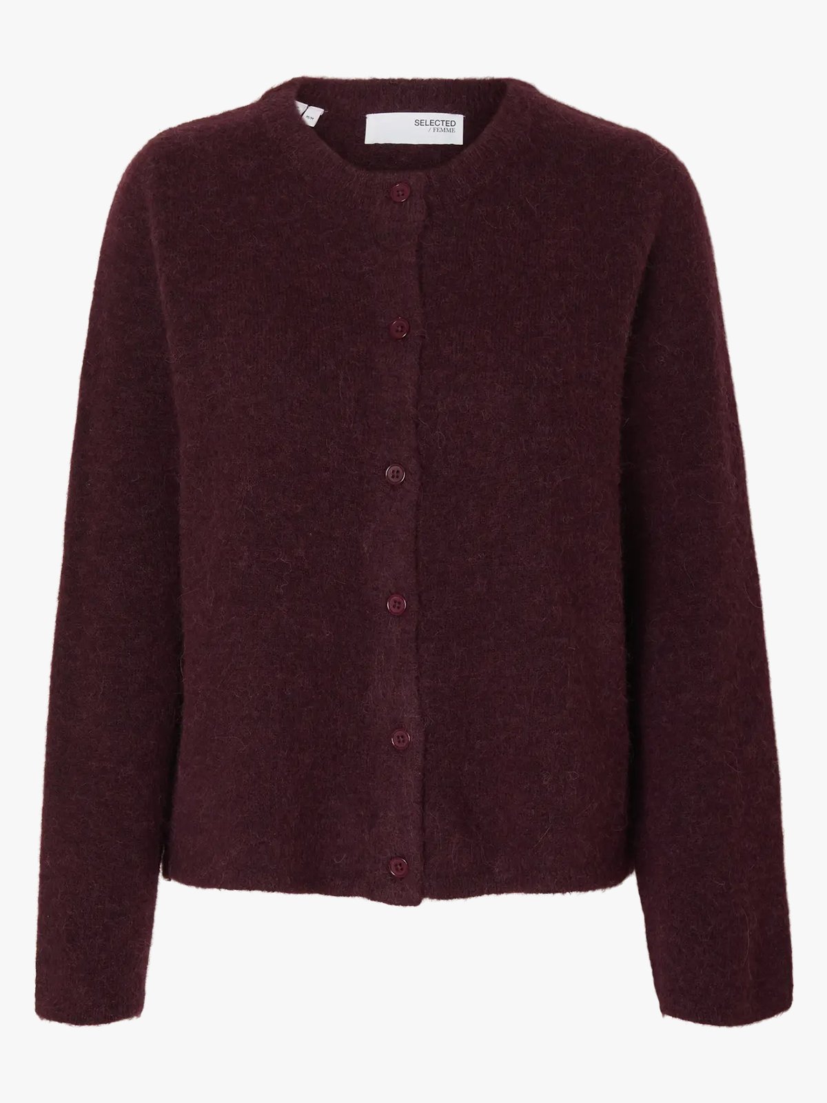 Selected Femme Lulu New Long Sleeve Knit Cardigan Fig MELANGE