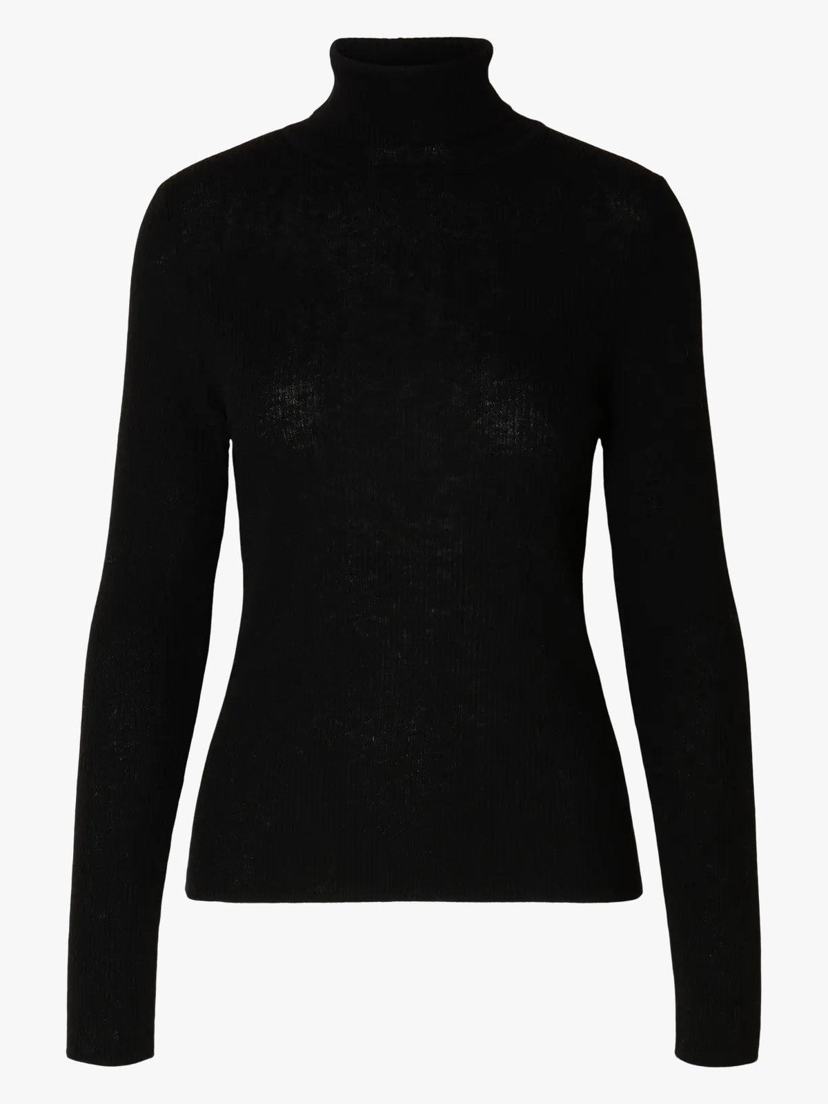 Selected Femme Ingrid Long Sleeve Knit Wool Blend Roll Neck Black