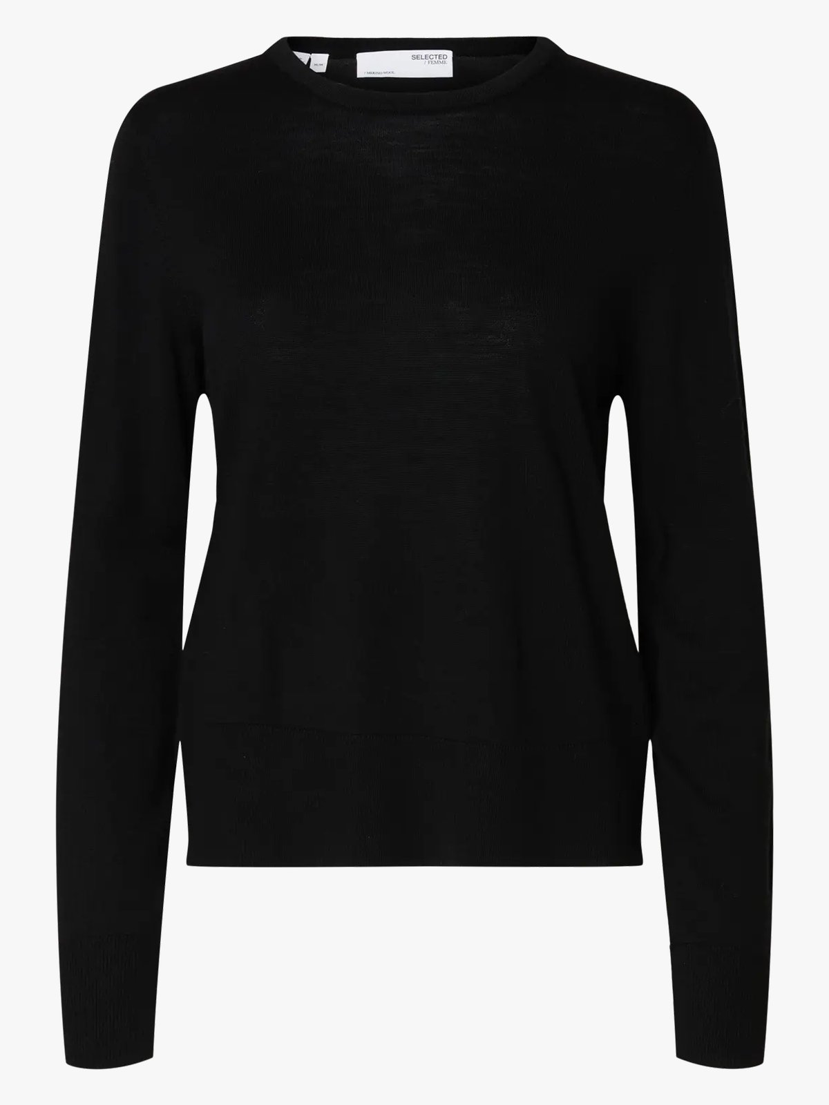 Selected Femme Thea Long Sleeve Knit Merino O-Neck Black