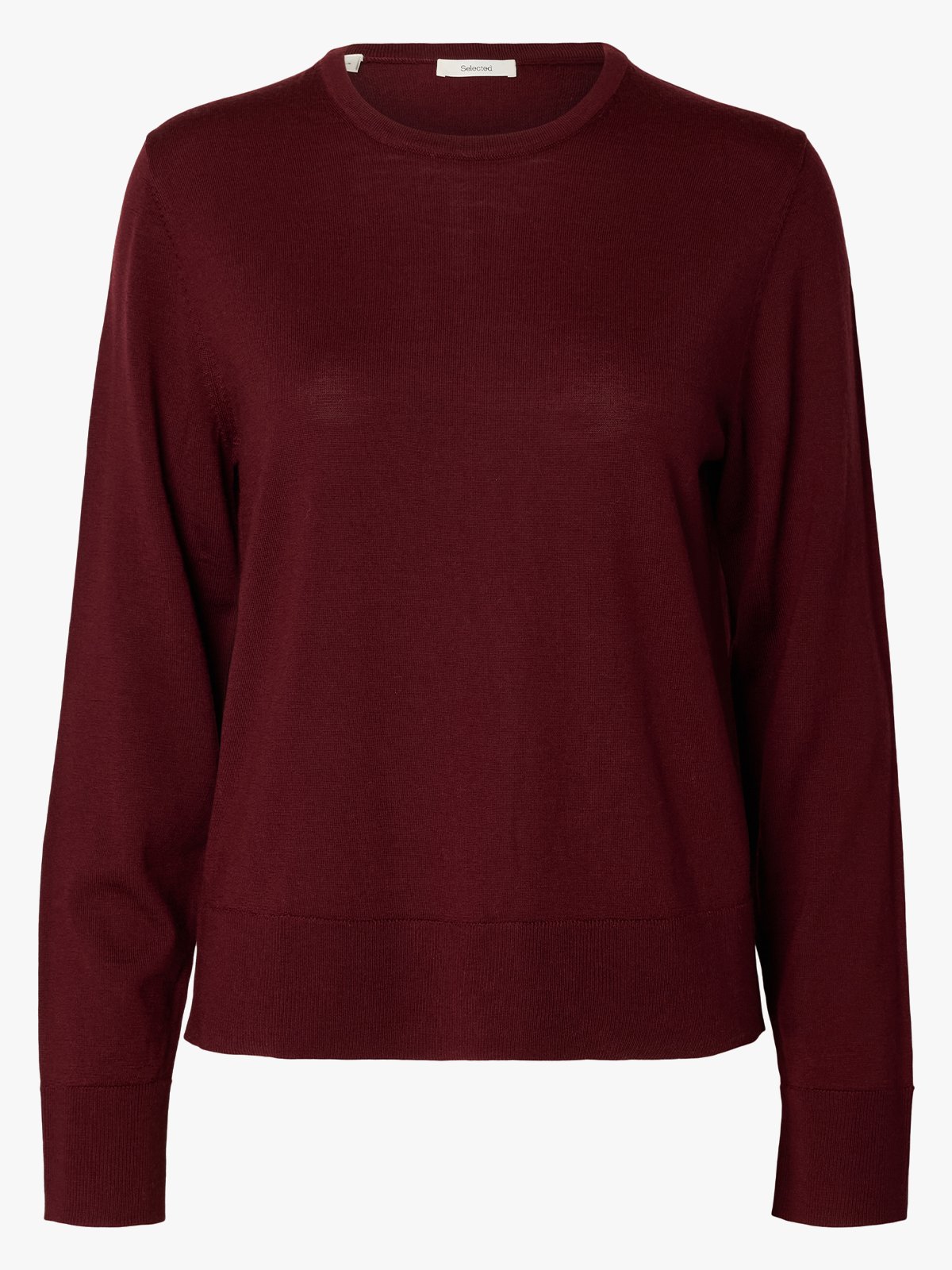 Selected Femme Thea Long Sleeve Knit Merino O-Neck Tawny Port
