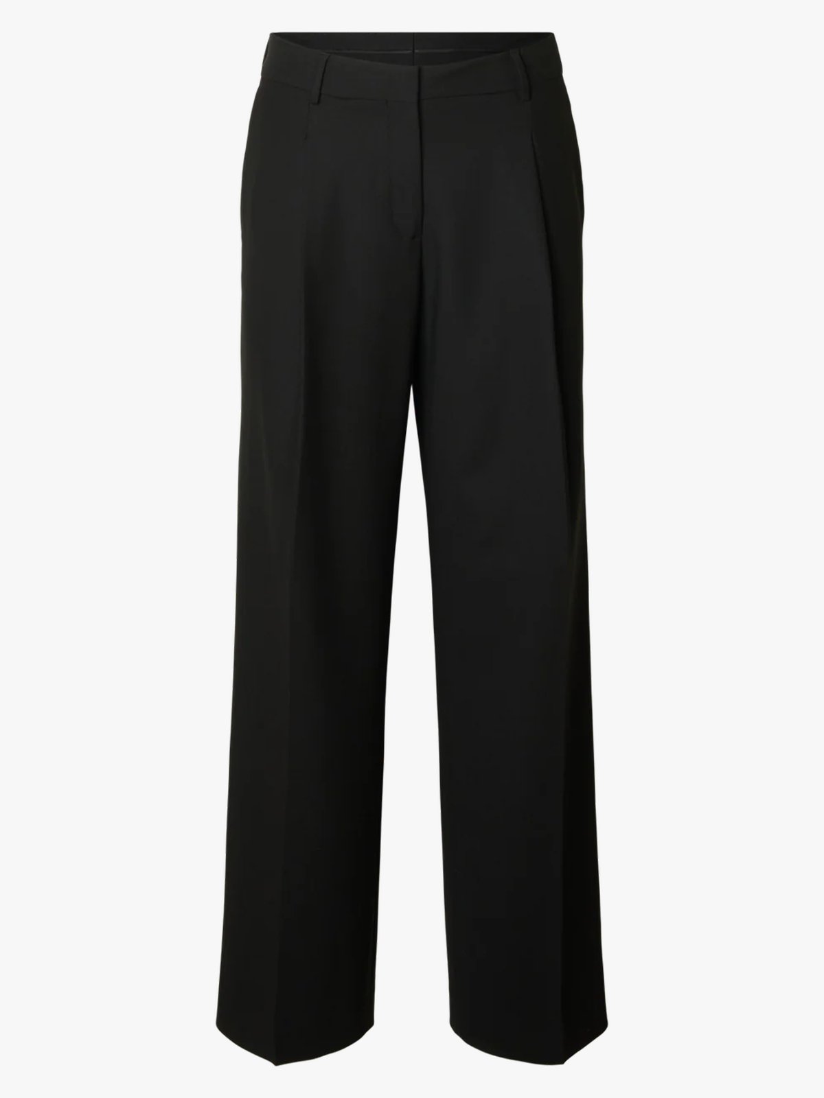 Selected Femme Wide Rita Lano Mid Waist Pant Black