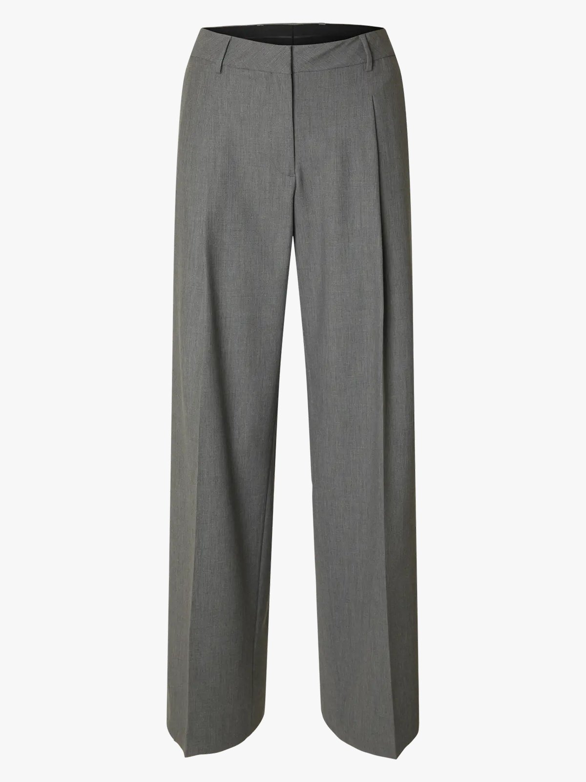 Selected Femme Wide Rita Lano Mid Waist Pant Medium Grey Melange MELANGE