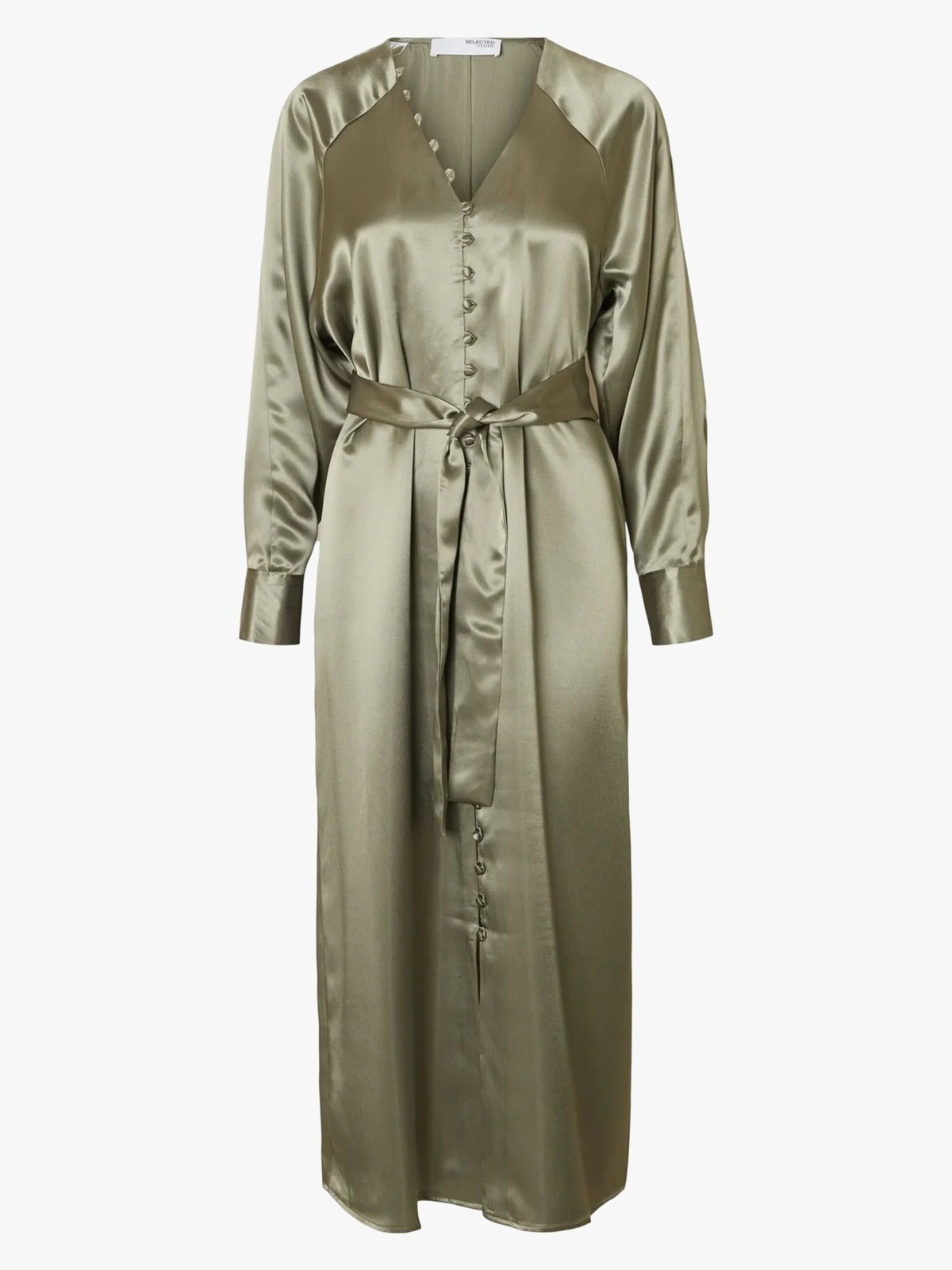 Selected Femme Selma Long Sleeve Ankle Dress Vetiver