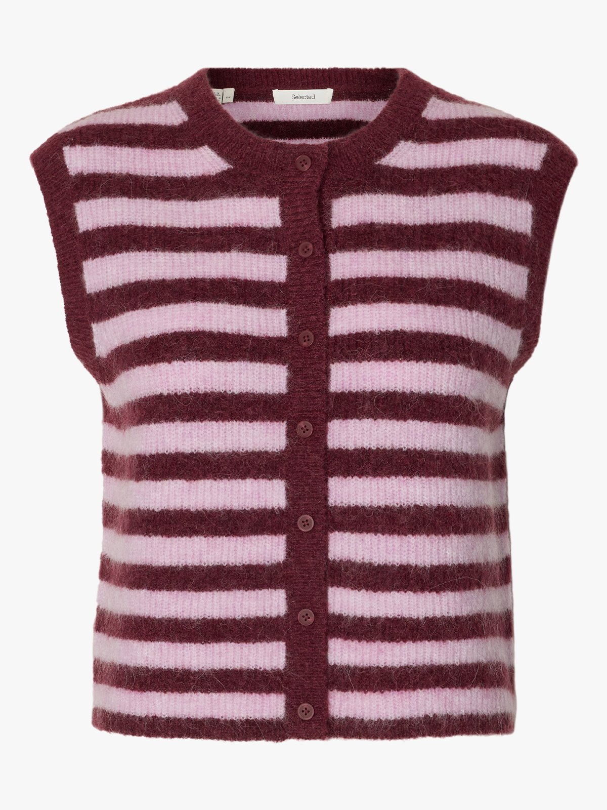 Selected Femme Lulu Button O-Neck Vest Tawny Port