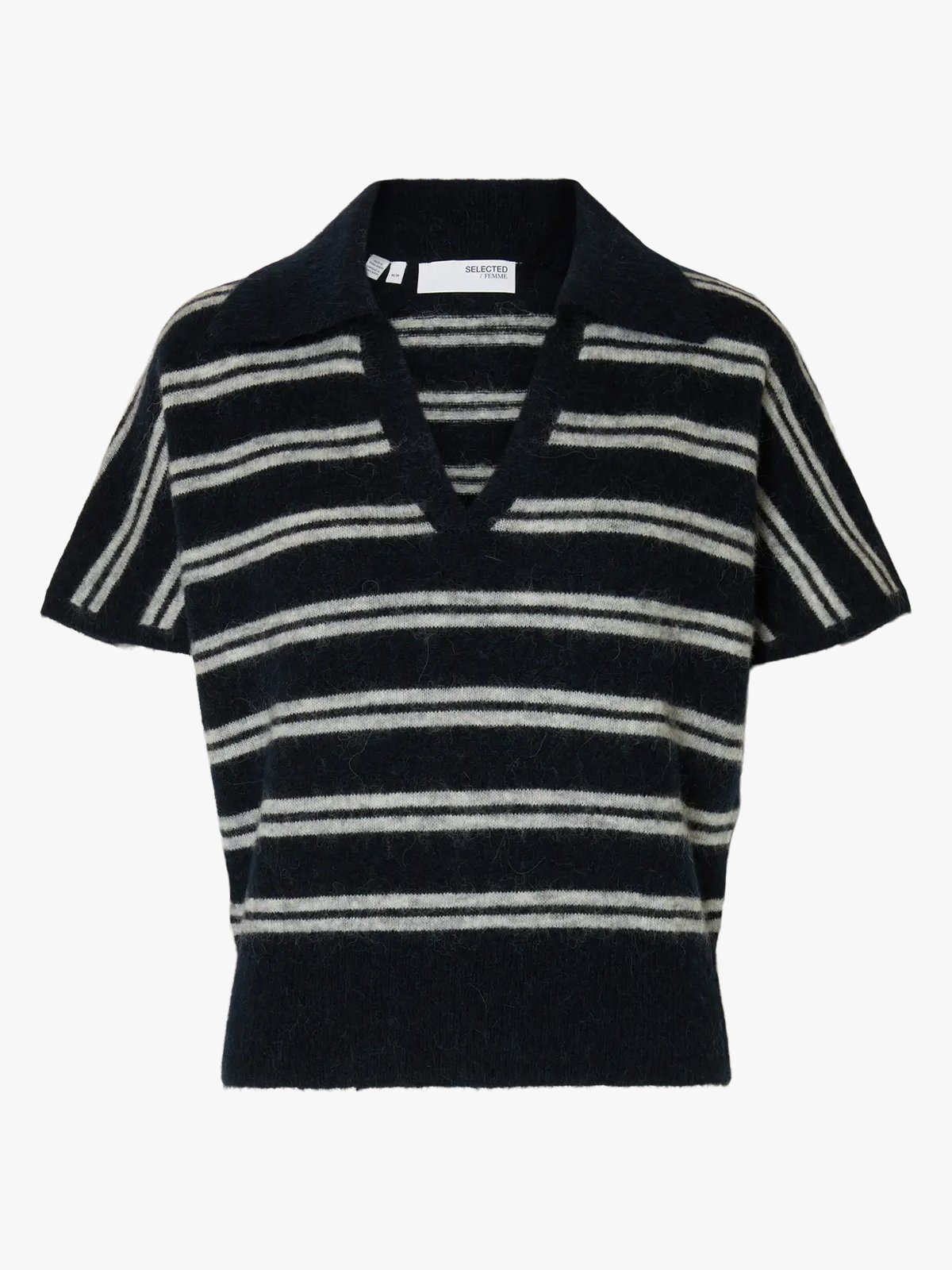 Selected Femme Lulu Short Sleeve Knit Polo Dark Sapphire LGM