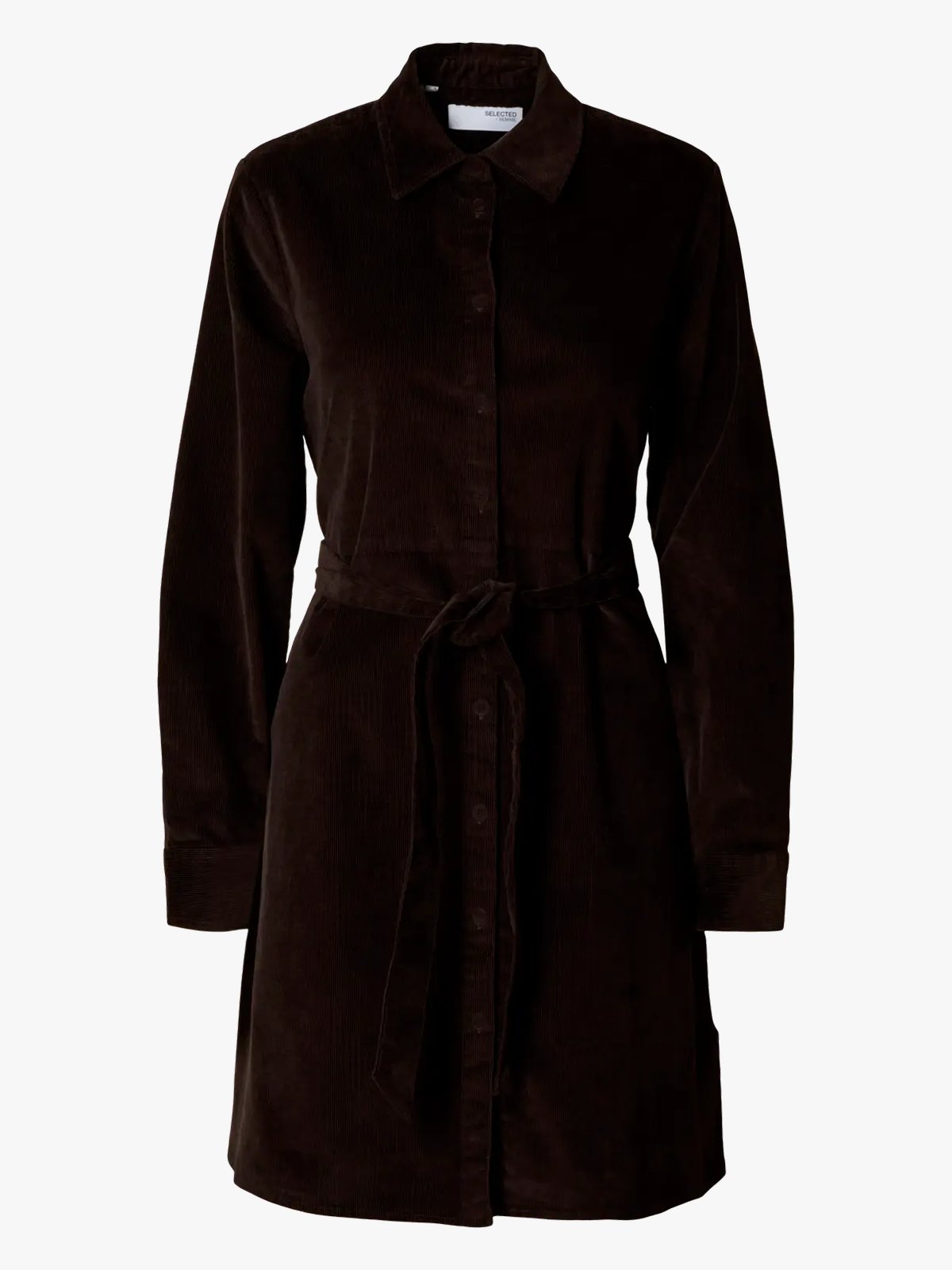 Selected Femme Runa Short Corduroy Dress Chocolate Torte