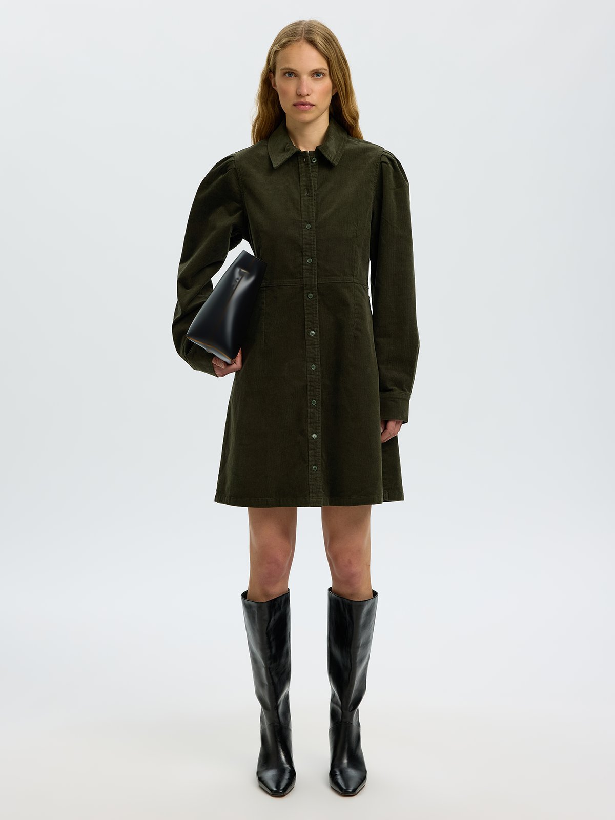 Selected Femme Runa Short Corduroy Dress Deep Depths