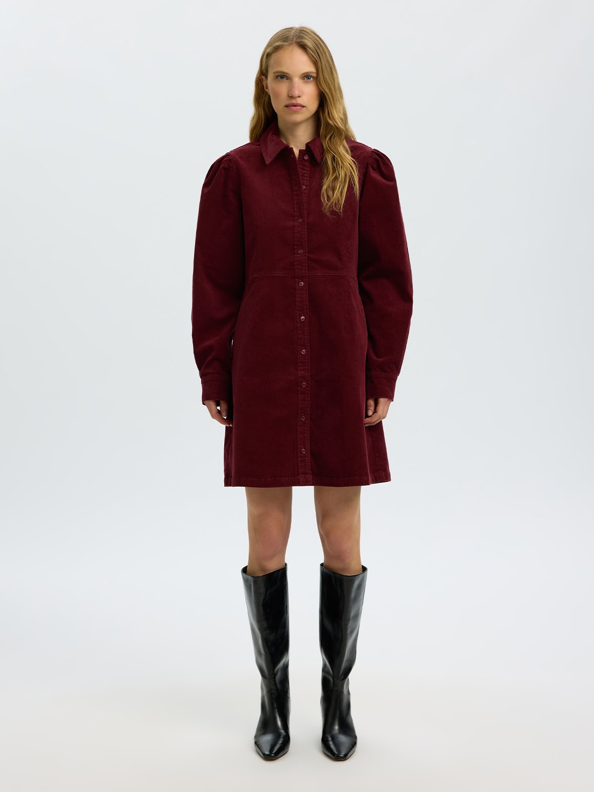 Selected Femme Runa Short Corduroy Dress Tawny Port