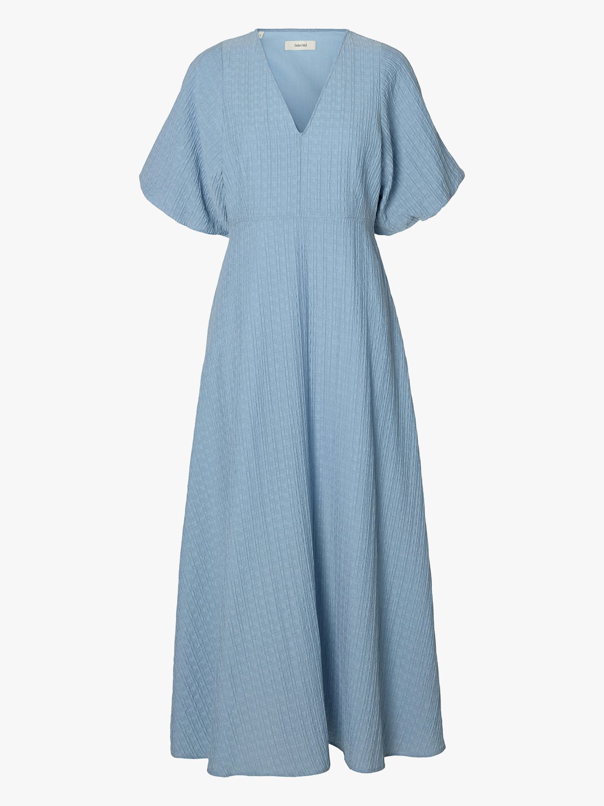 Selected Femme Maddie Short Sleeve Closed Back Midi Dress Dusty Blue