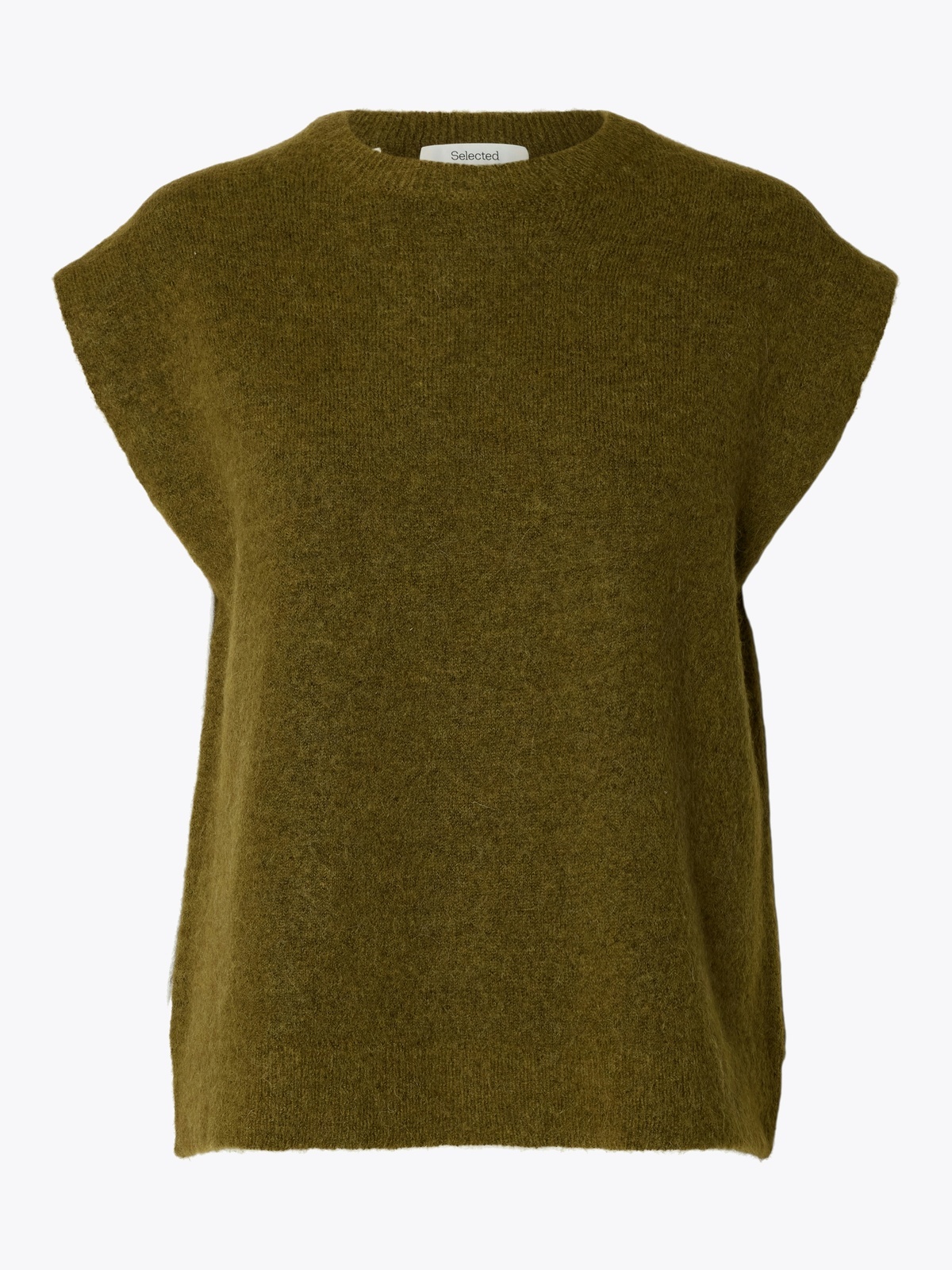 Selected Femme Lulu Short Sleeve Knit Vest Fir Green Melange