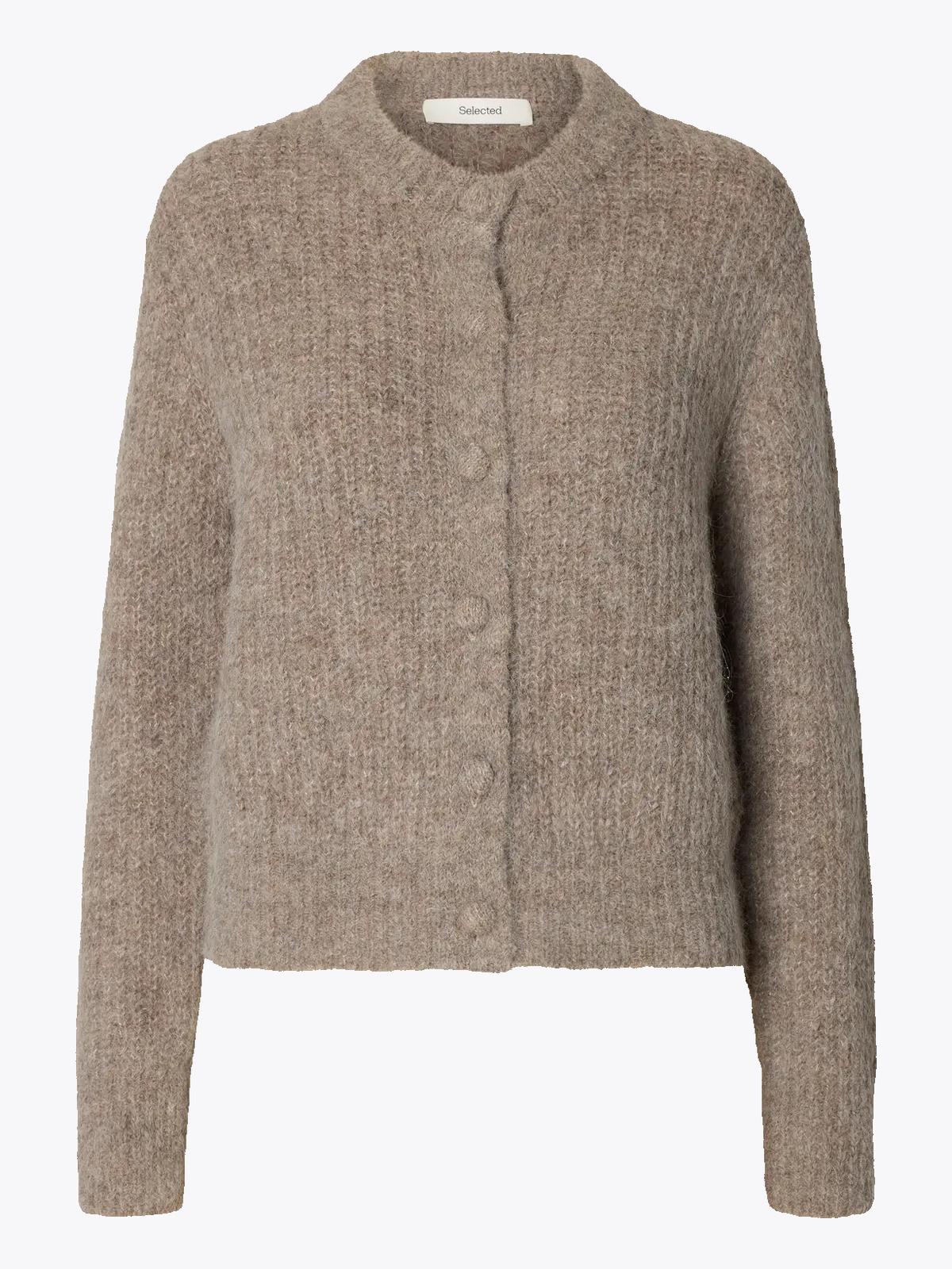 Selected Femme Gabriella Long Sleeve Knit Button Cardigan Steel Gray Melange