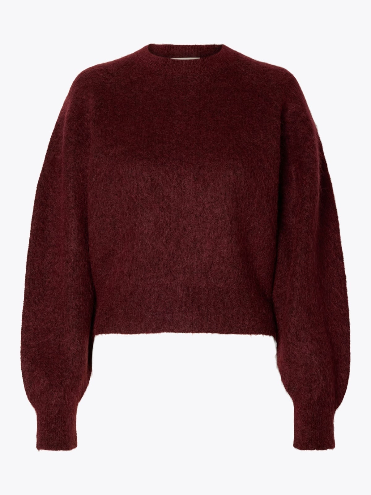 Selected Femme Mira Long Sleeve Knit Short O-Neck Tawny Port