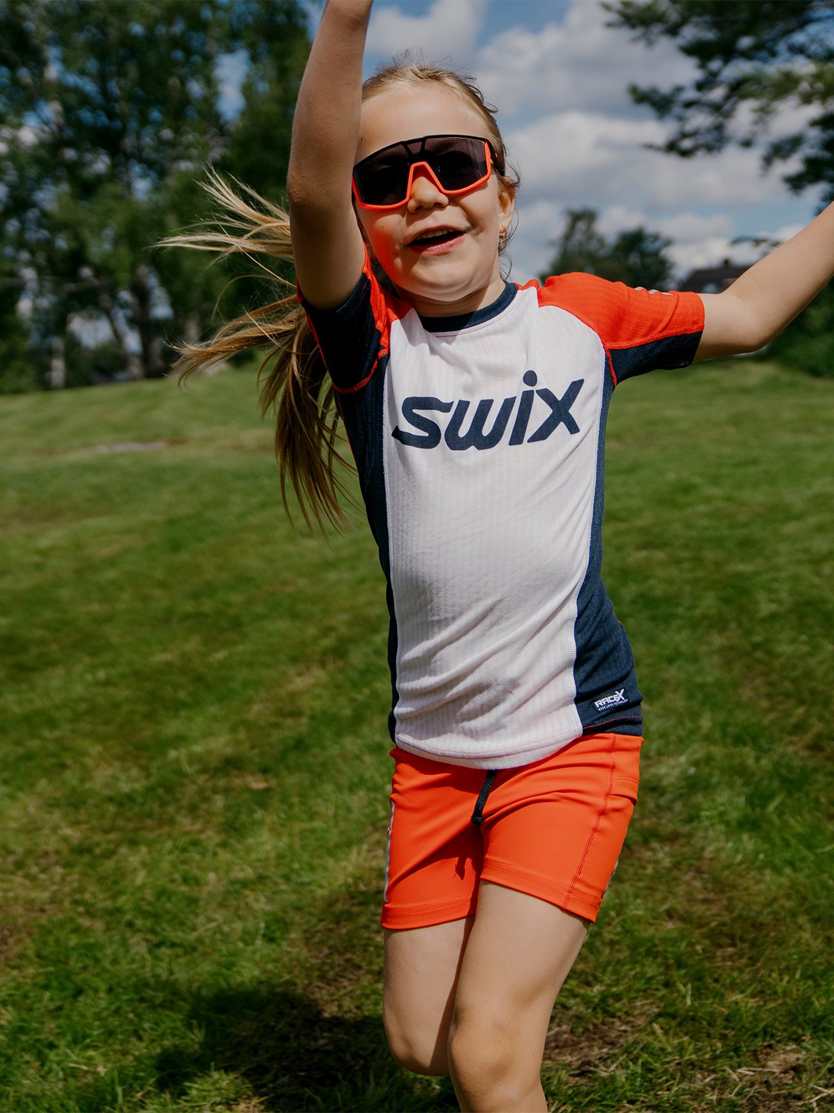 Swix Roadline RaceX Short Sleeve Junior Bright White / Fiery Red