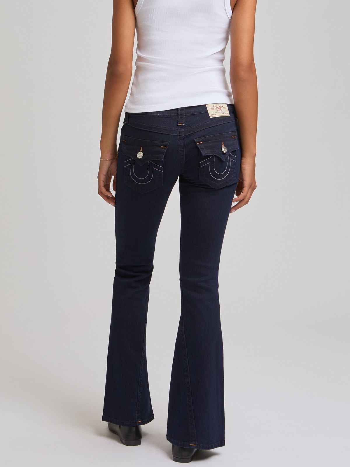 True Religion Joey Mid Rise Flare Flap Denim