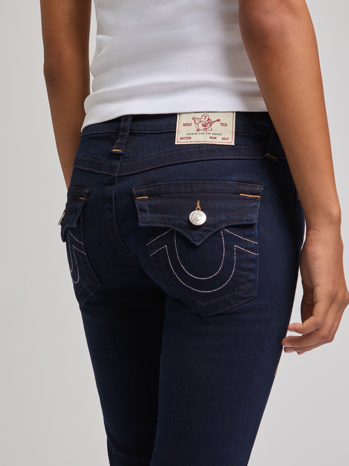 True Religion Joey Mid Rise Flare Flap Denim