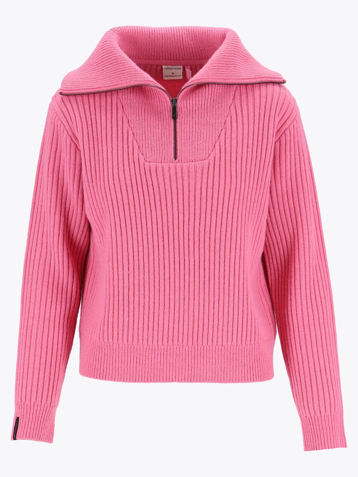 Twentyfour Mode Rib Half-Zip Knit Rosa