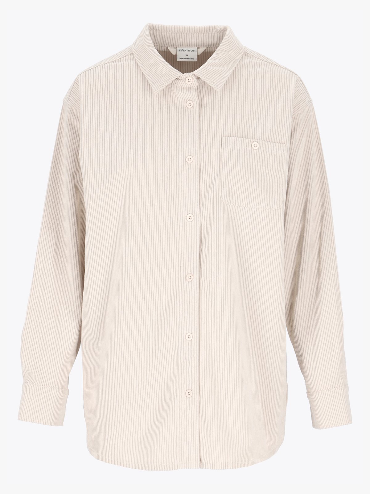 Twentyfour Mode Cord Skjorte Gråhvit