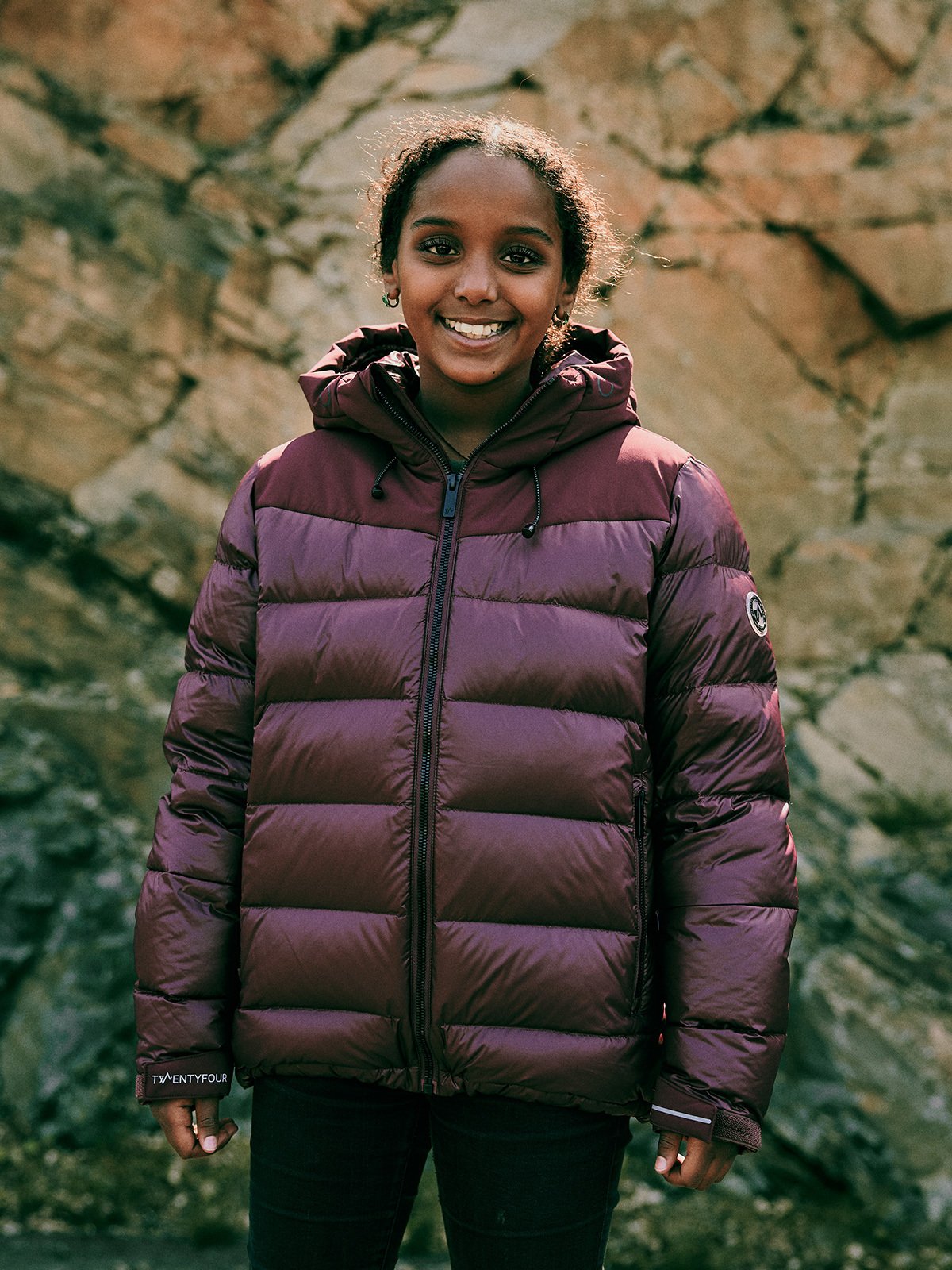 Twentyfour Aurora Warm Dunjakke Junior Mørk burgunder