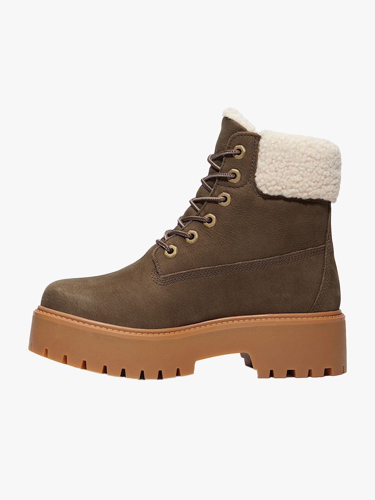 Timberland Stone Street 6 Inch WaterProof Teddy Fleece Dark Brown Full-Grain