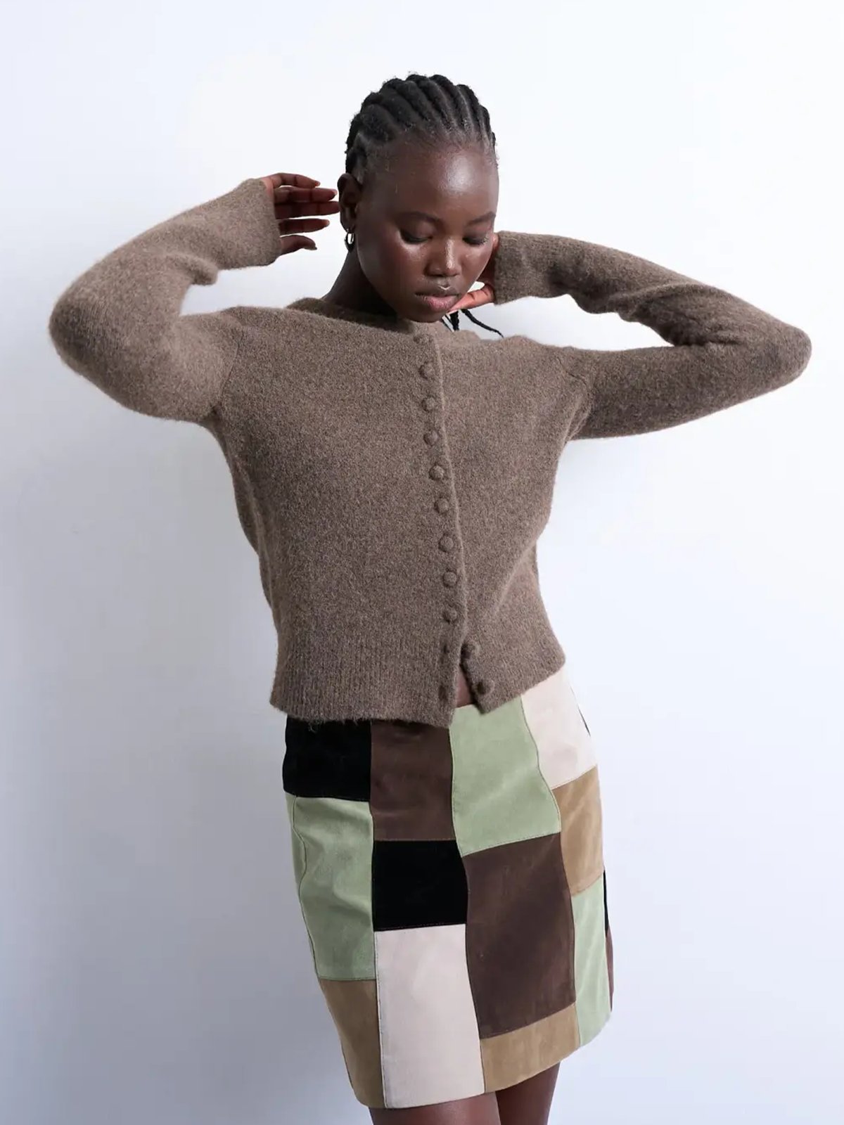 Topshop Sia Knitted Cardigan Chocolate Brown