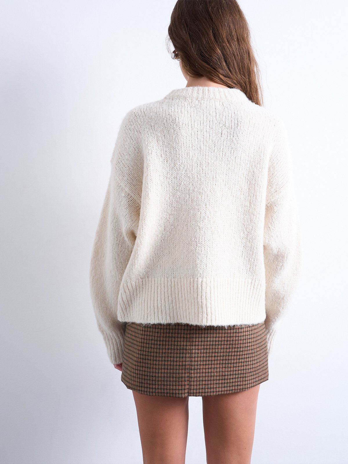 Topshop Ultimate Long Sleeve O-Neck Pullover Snow White