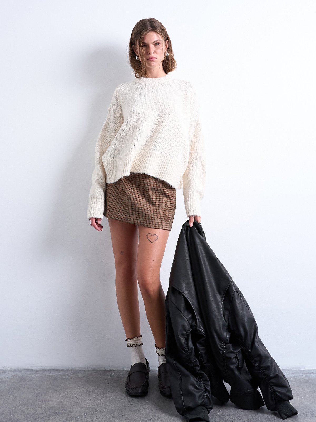 Topshop Ultimate Long Sleeve O-Neck Pullover Snow White