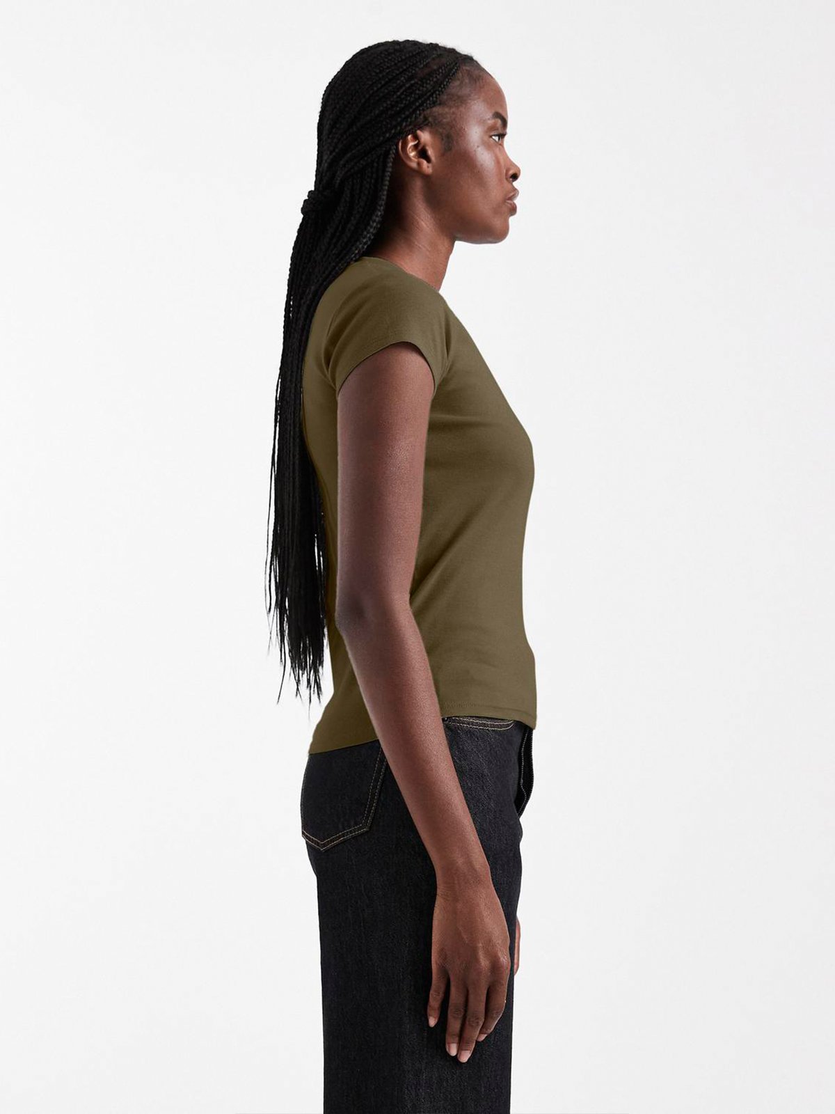 Topshop Everyday Short Sleeve Top Khaki