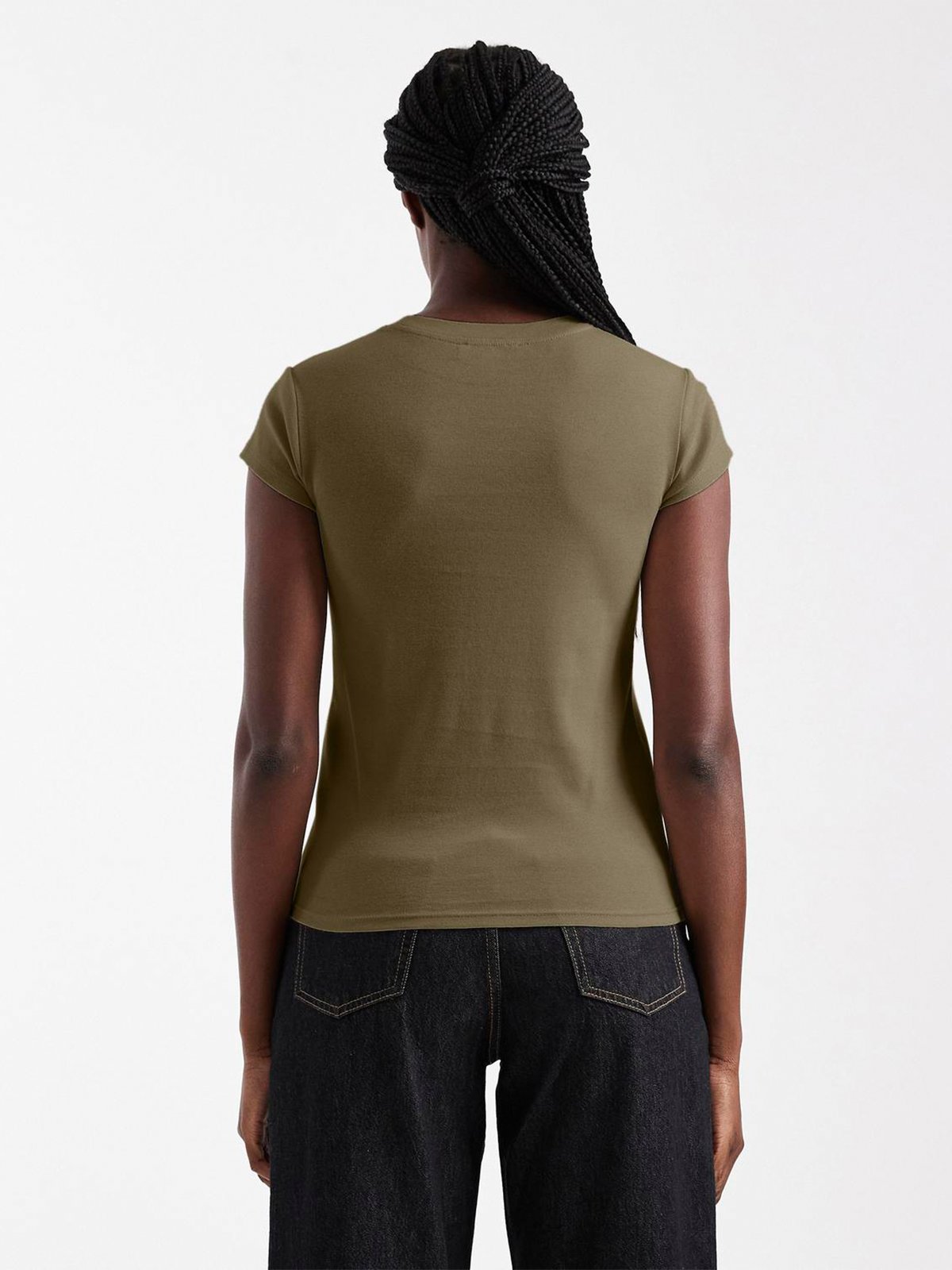 Topshop Everyday Short Sleeve Top Khaki