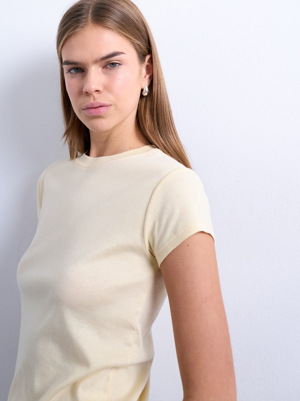 Topshop Everyday Short Sleeve Top Pale Banana