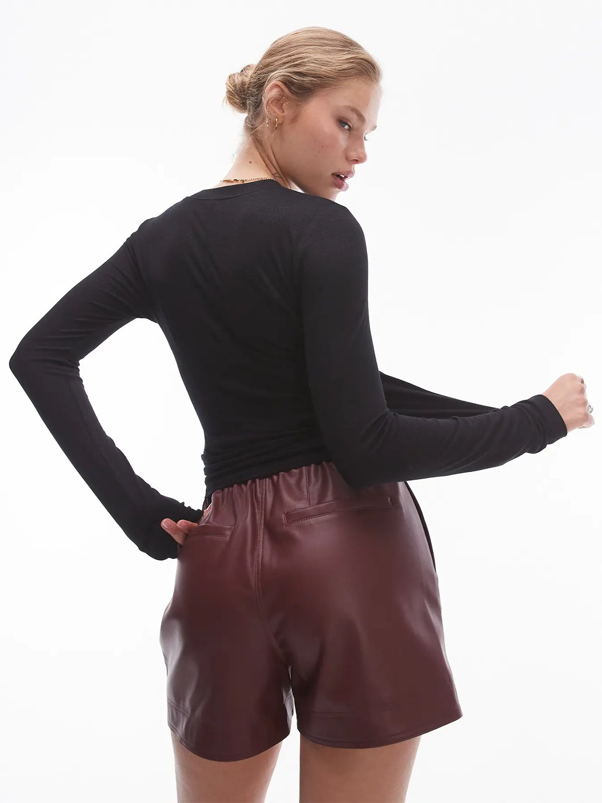 Topshop Premium Long Sleeve Top Black