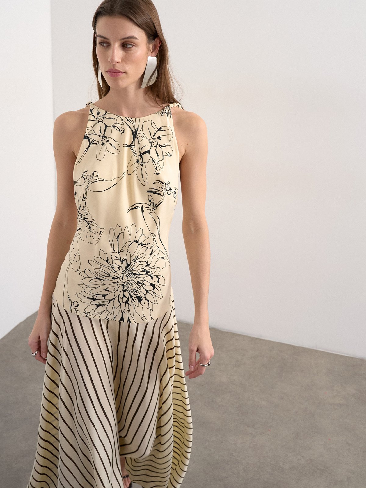 Topshop Mille Short Sleeve Maxi Dress Oyster White