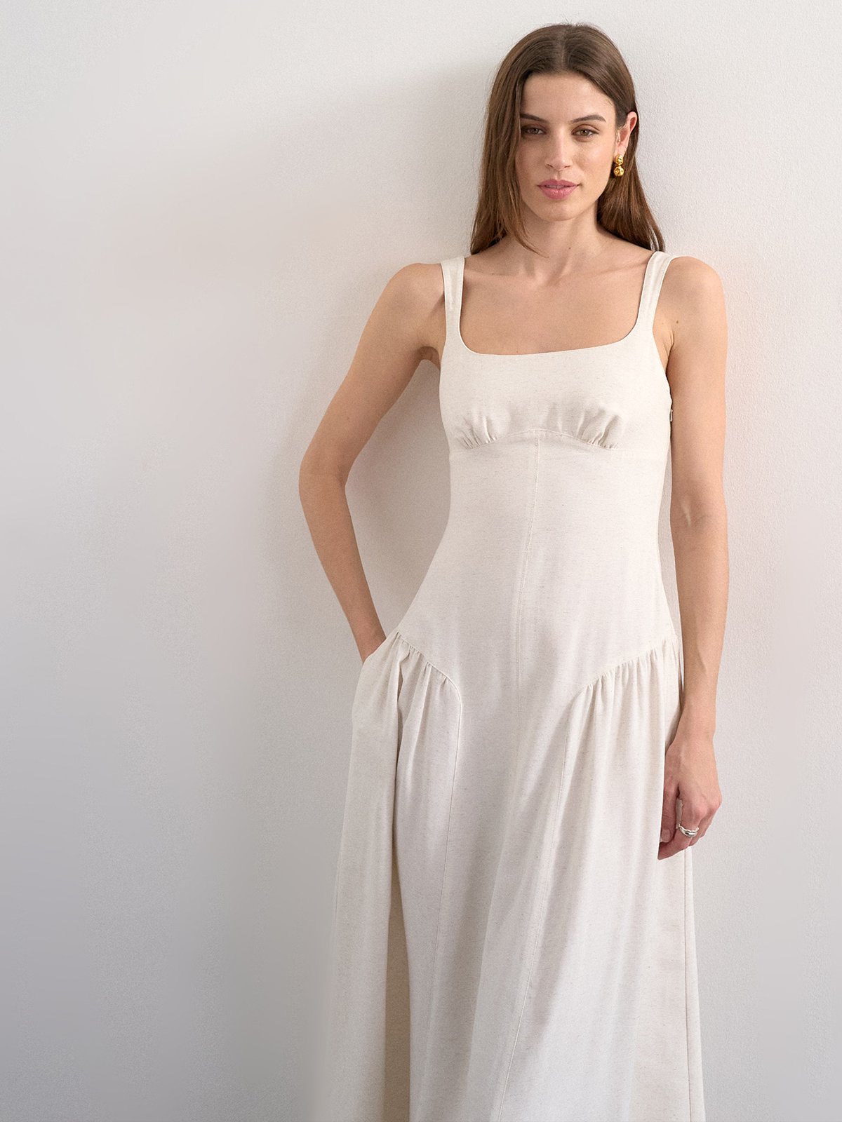 Topshop Viola Short Sleeve Maxi Dress Natural