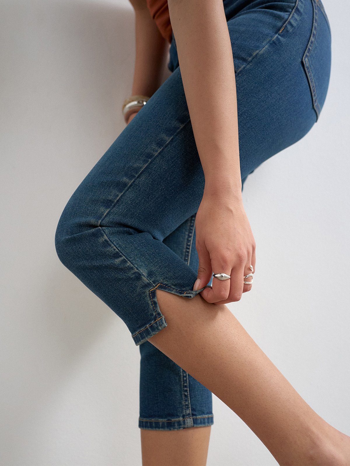 Topshop Camilla Highrise Denim Capri Medium Blue Denim