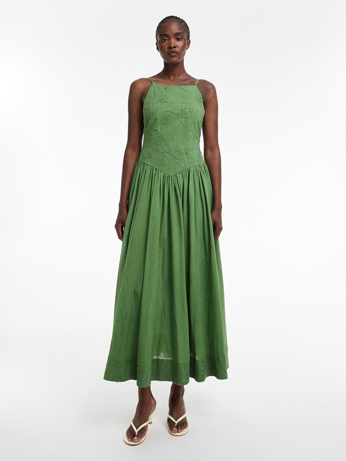 Topshop Julia Short Sleeve Strap Detail Midi Dress Bright Green