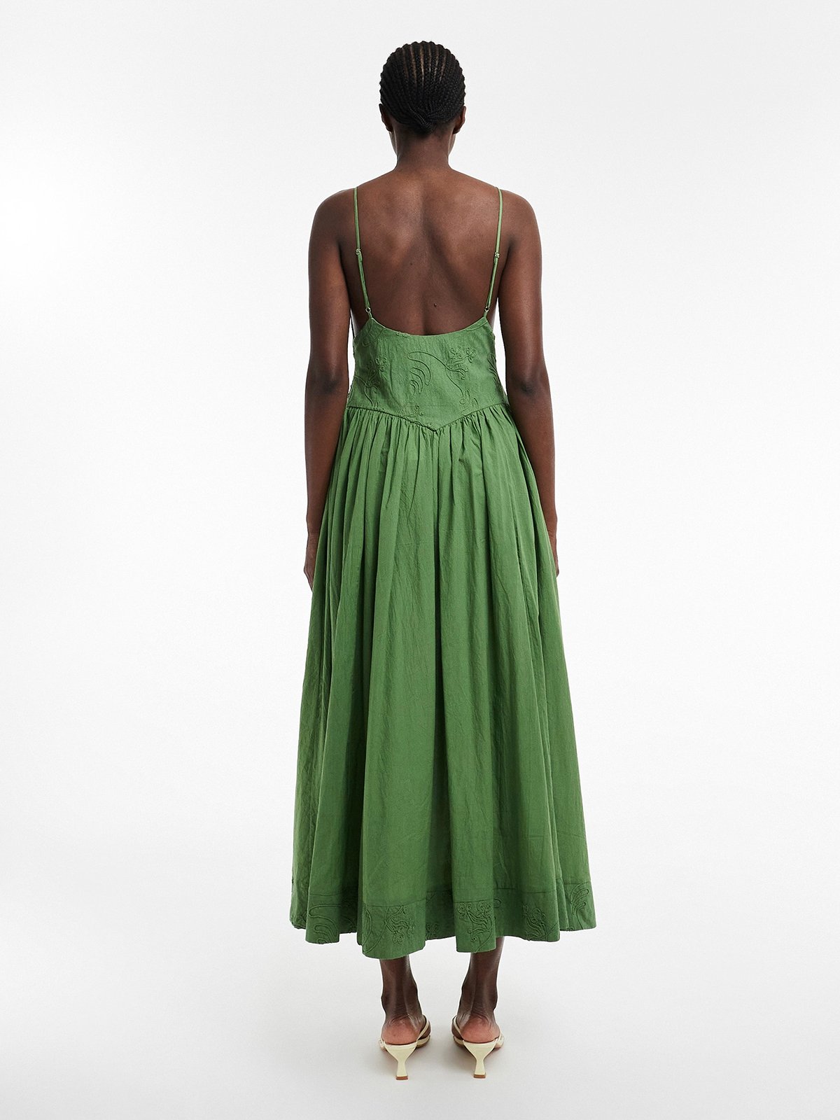 Topshop Julia Short Sleeve Strap Detail Midi Dress Bright Green